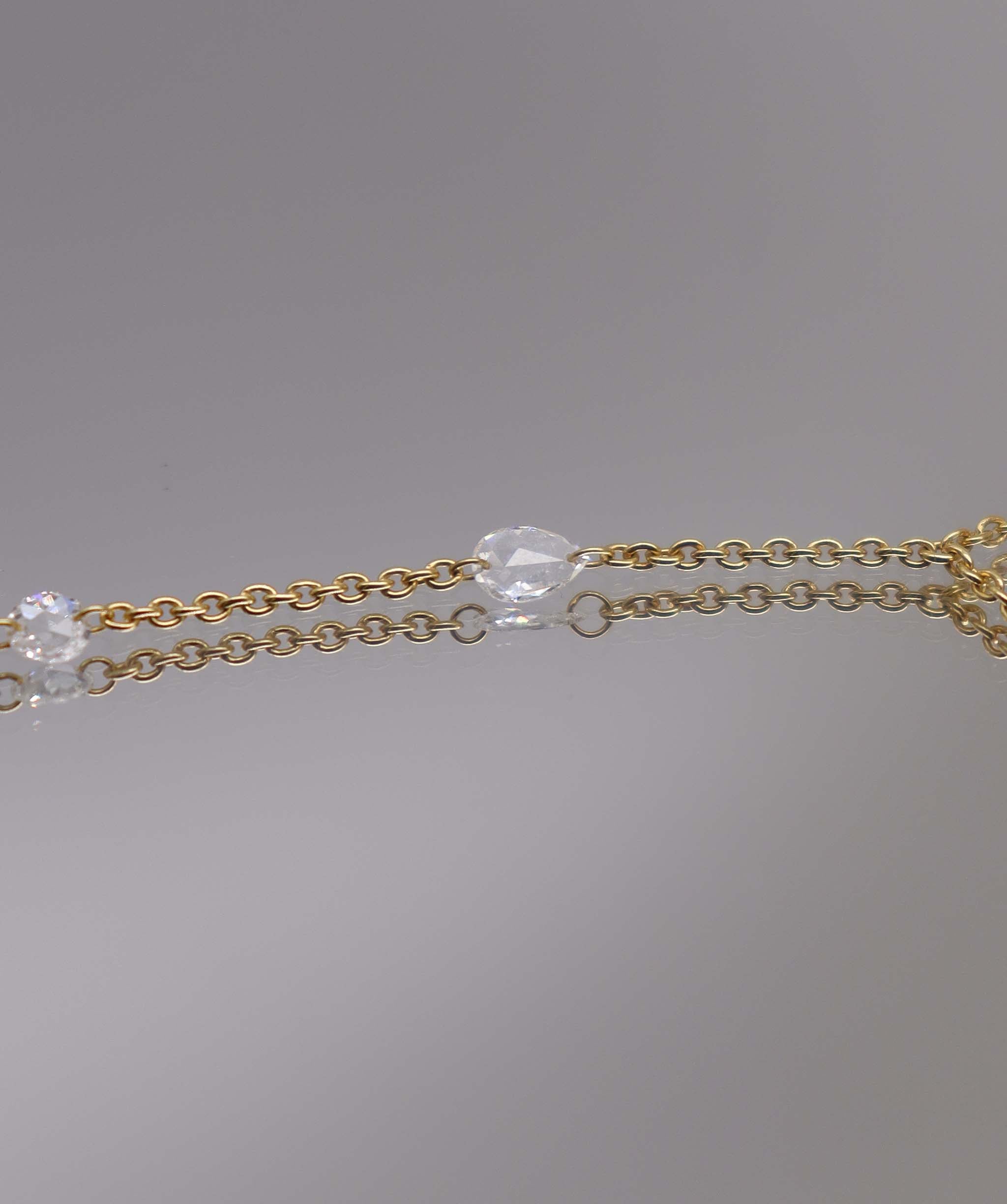 Luxury Promise Rose Cut Diamond Handchain Yellow Gold B2800