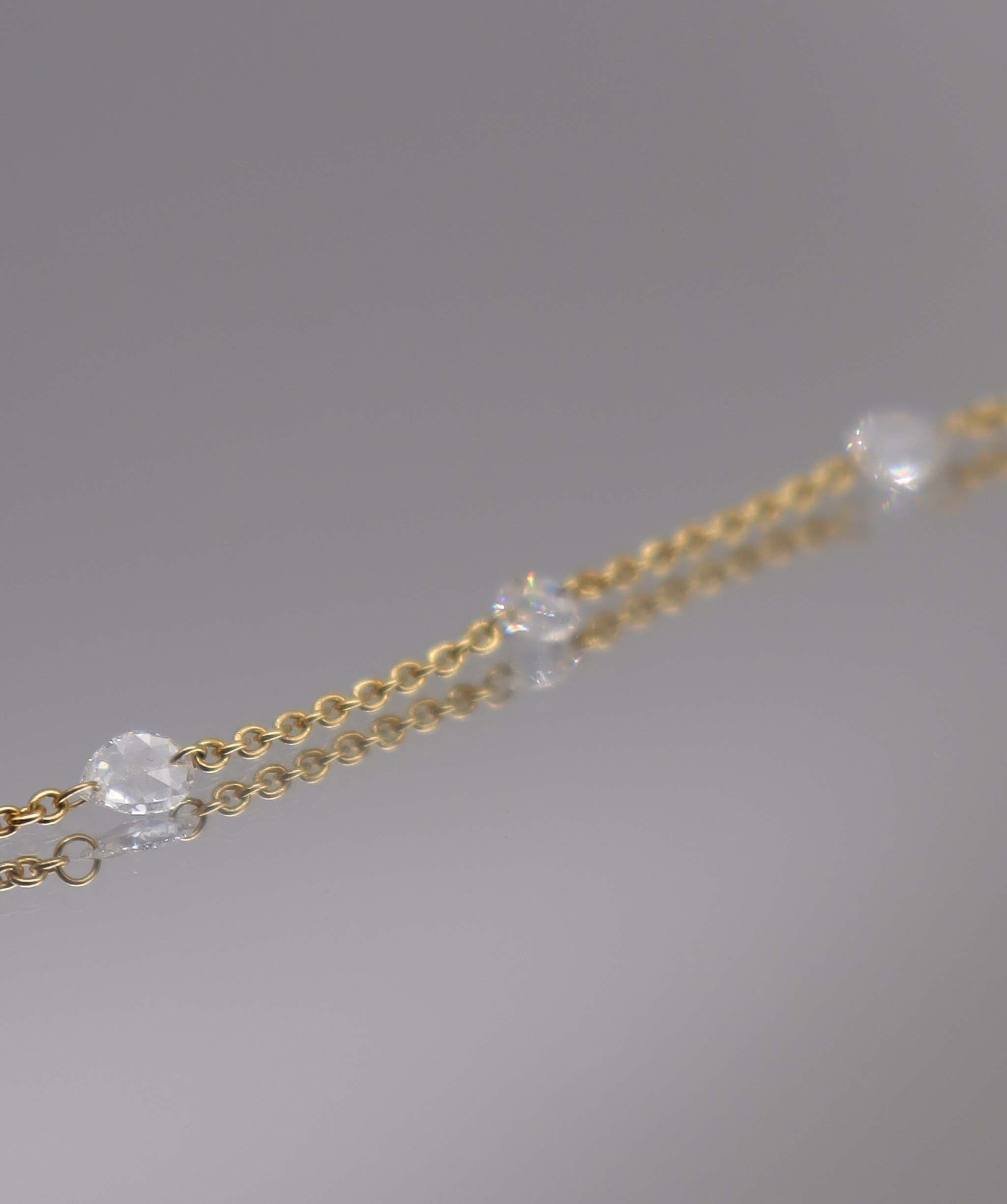 Luxury Promise Rose Cut Diamond Handchain Yellow Gold B2800
