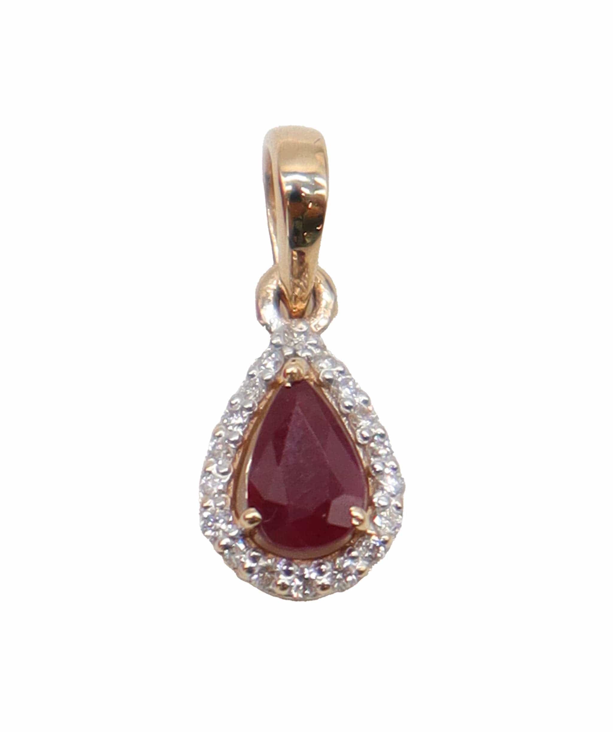 Luxury Promise Ruby and diamond pendant pear 18K 1.25 / 0.3 ASC6182