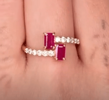 Luxury Promise Ruby Bypass Ring in 18K - R0.51ct / D0.25ct R2173-2 JJC0290