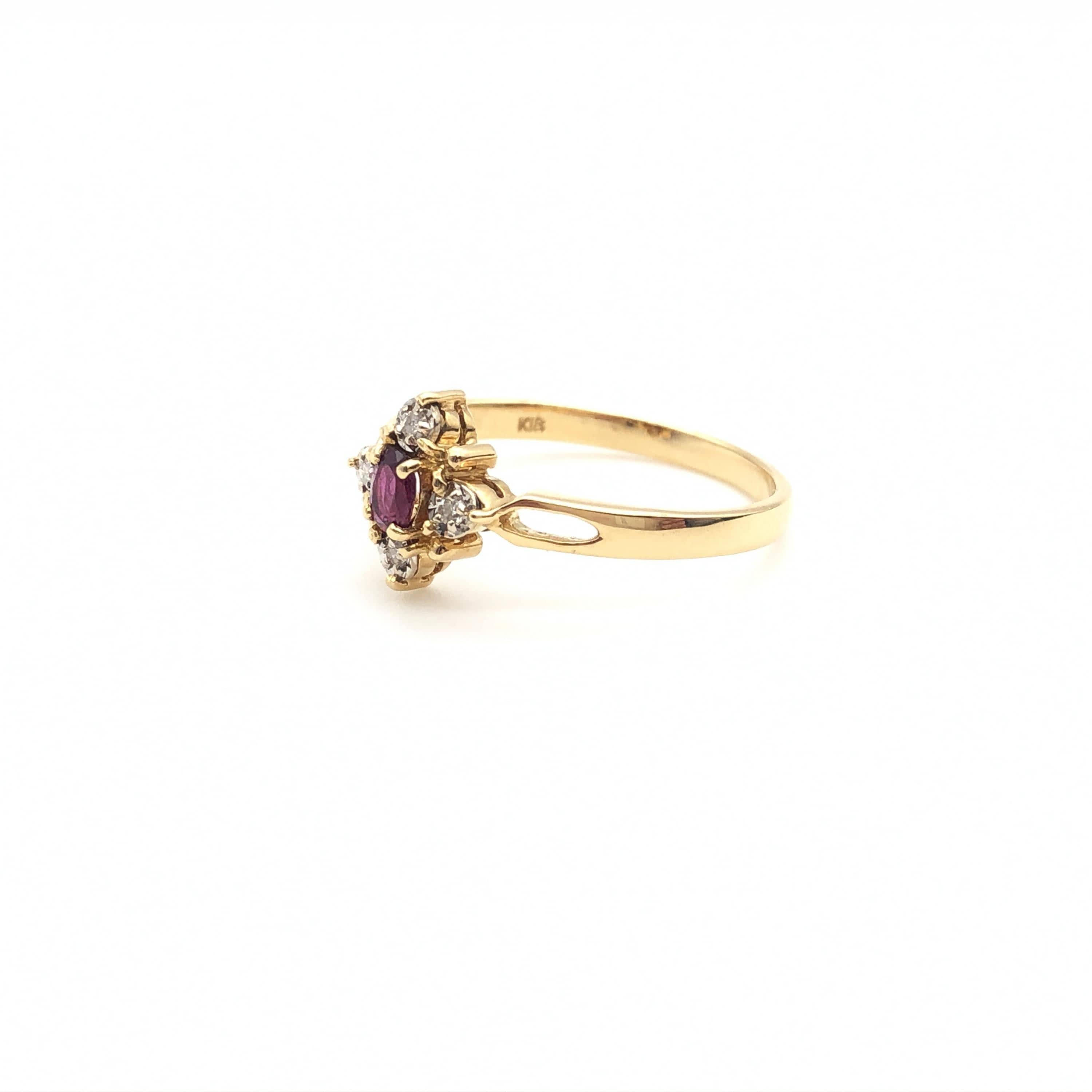 Luxury Promise Ruby Diamond Ring, 18k Yellow Gold ALC3278