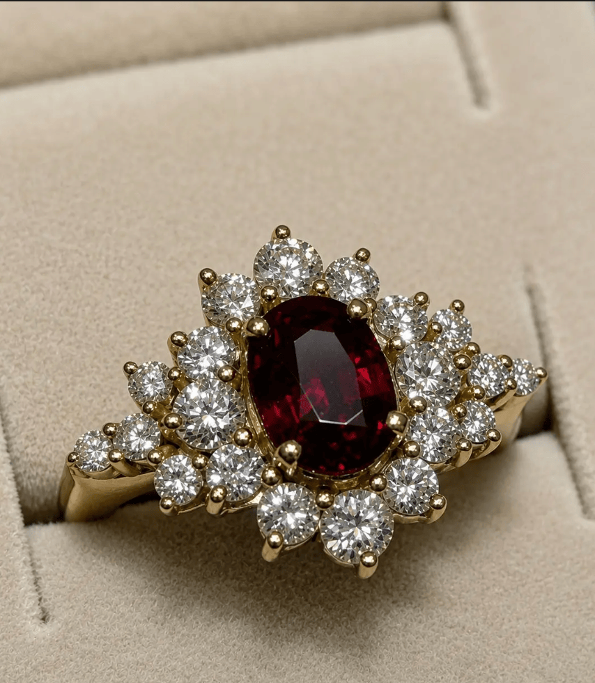 Luxury Promise Ruby Diamond Ring in 18K / R 1.58ct / D 2585 JJC0818