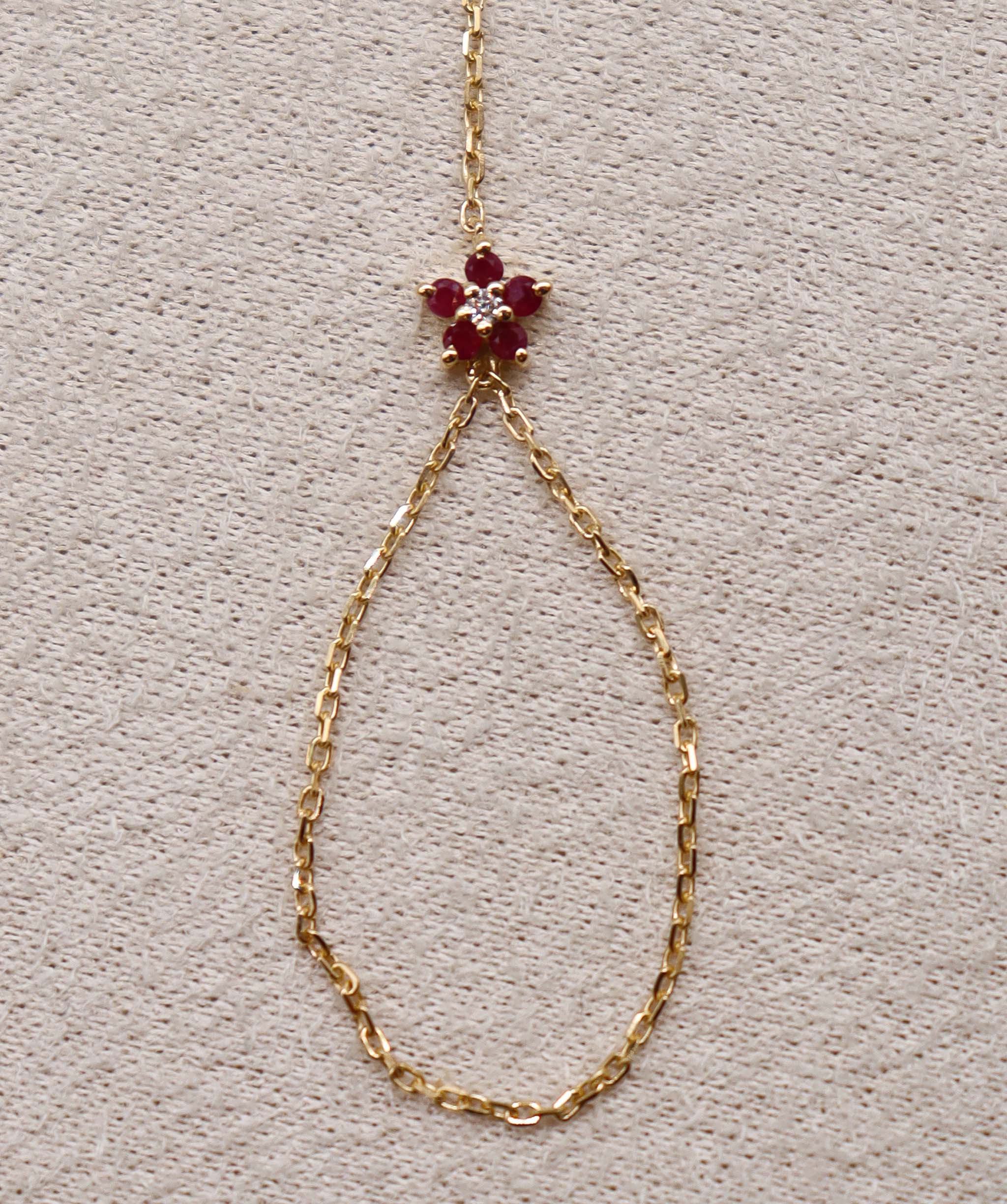 Luxury Promise Ruby Flower Hand Chain ASC6887