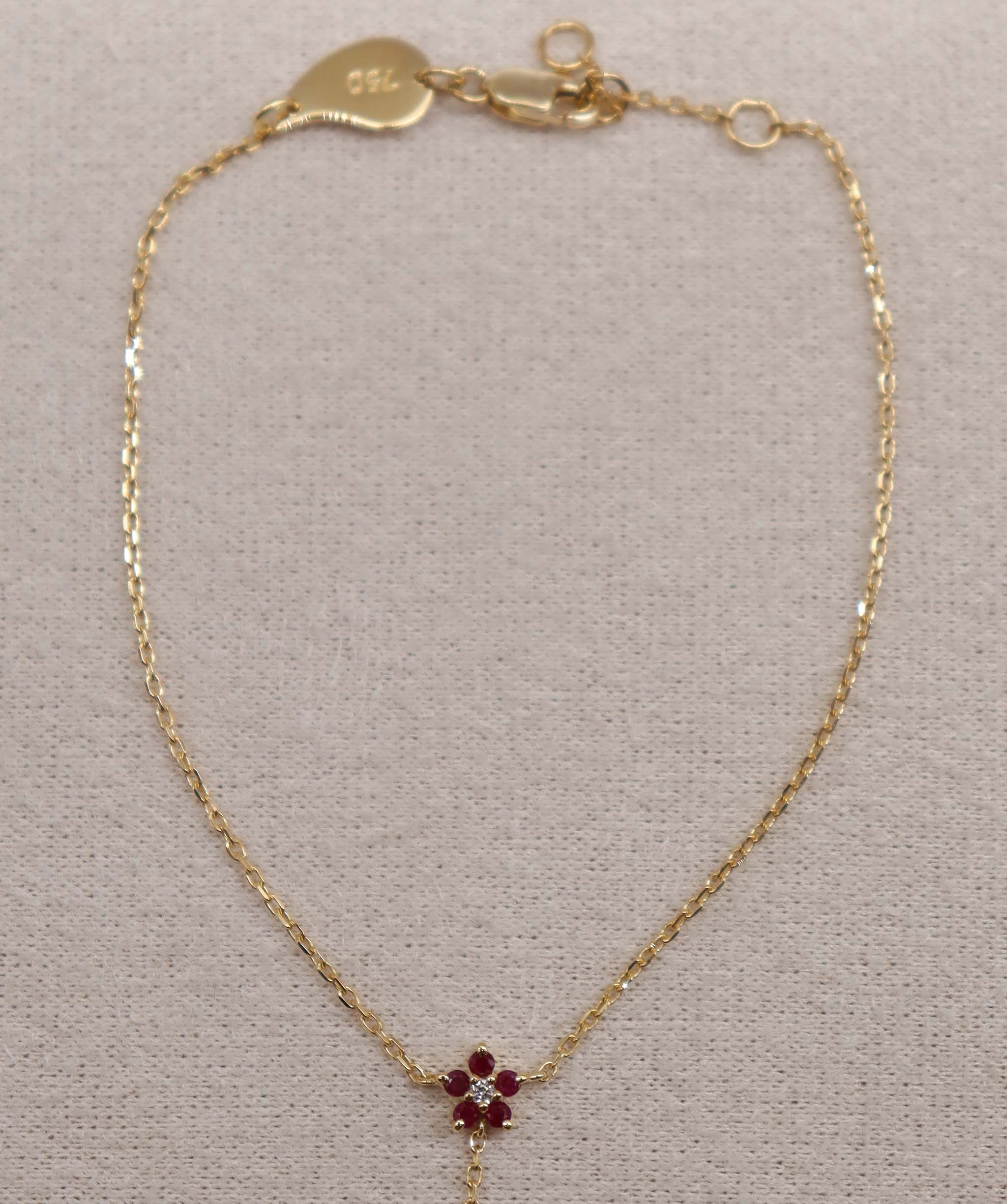 Luxury Promise Ruby Flower Hand Chain ASC6887