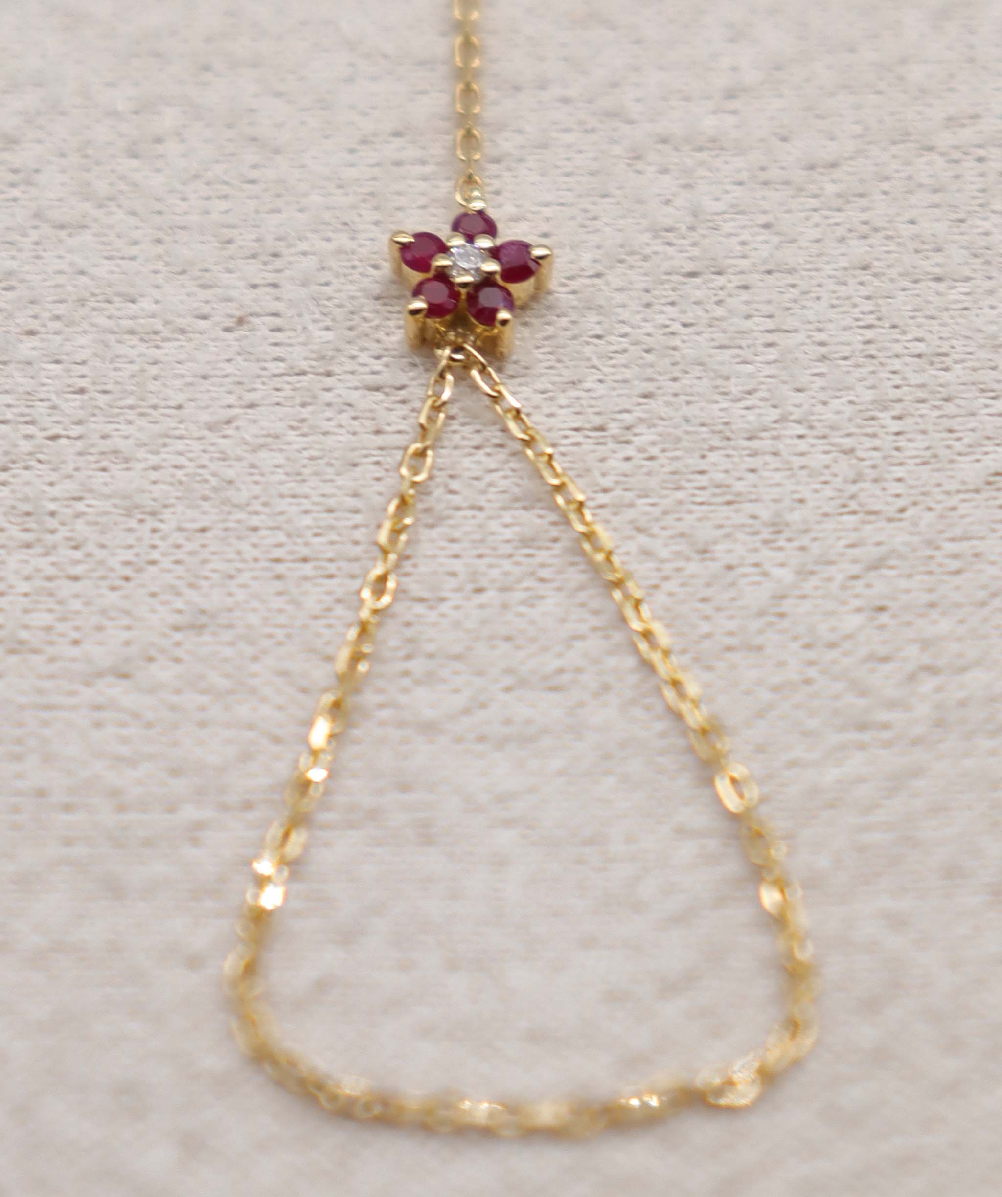 Luxury Promise Ruby Flower Hand Chain ASC6887