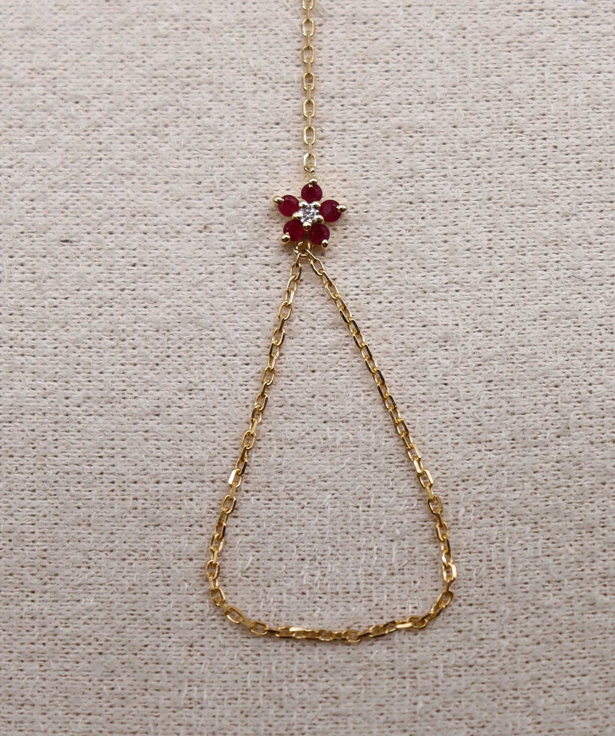 Luxury Promise Ruby Flower Hand Chain ASC6887