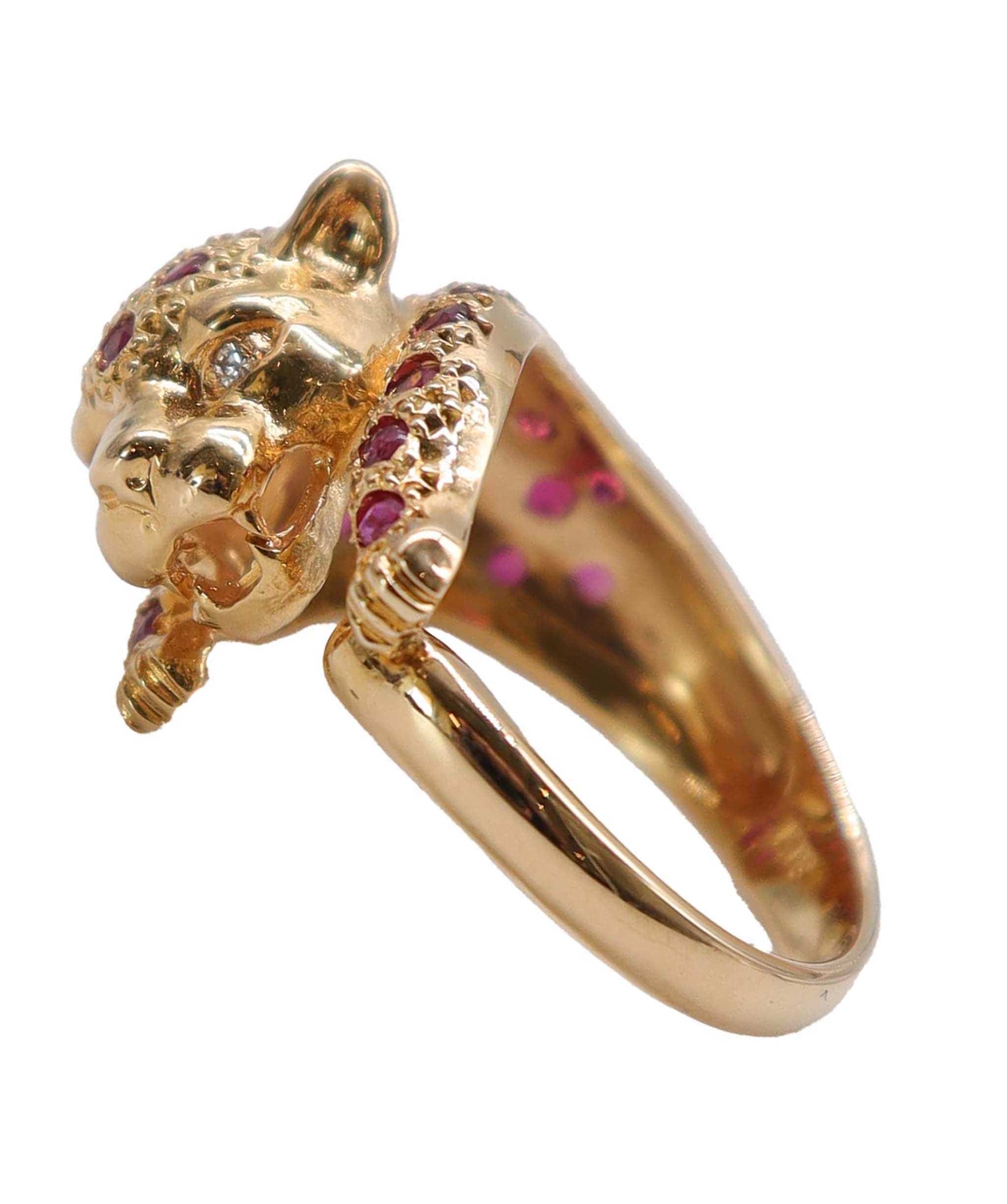 Luxury Promise Ruby/gold panther ring DXBS4554 EU 52