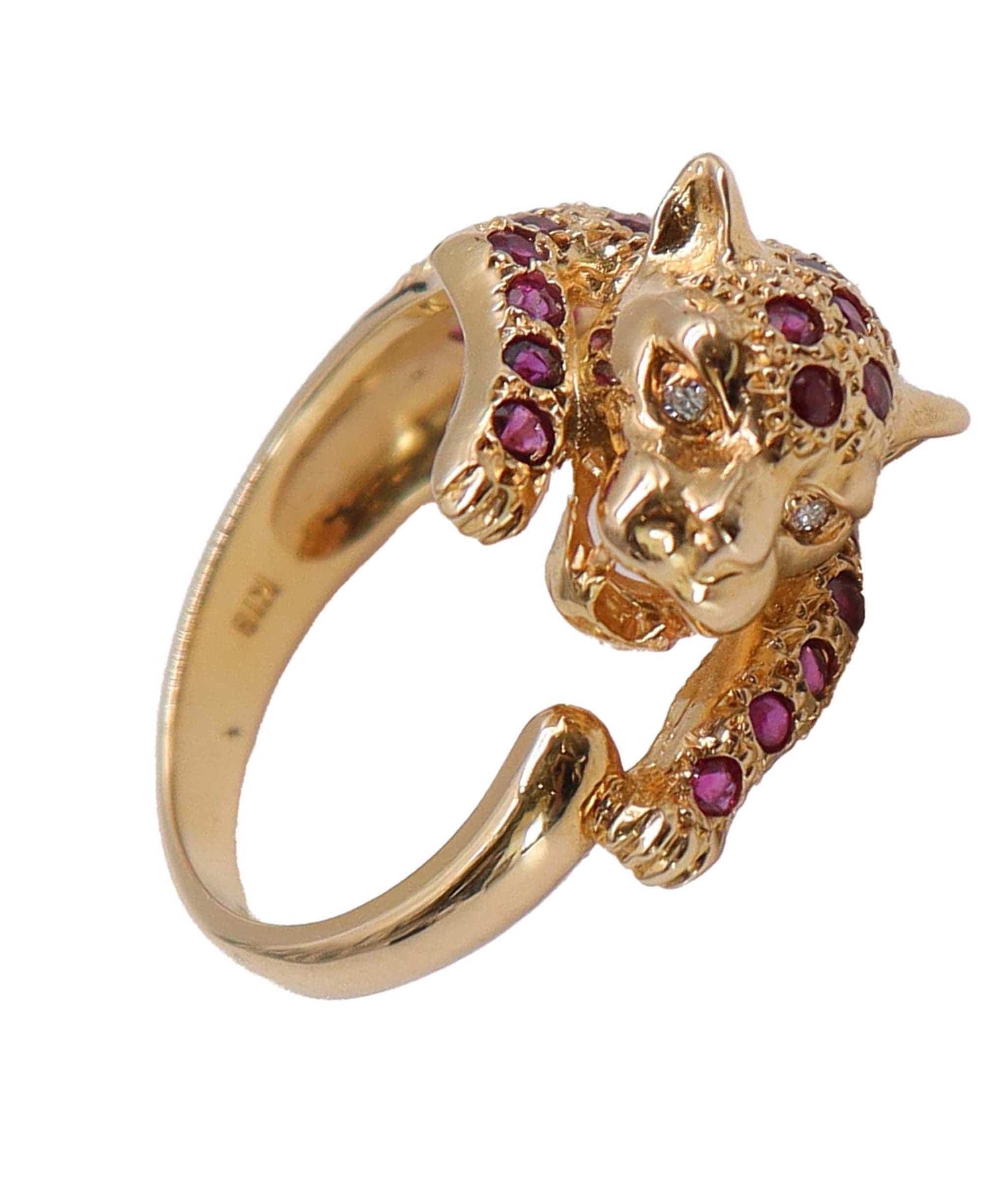 Luxury Promise Ruby/gold panther ring DXBS4554 EU 52