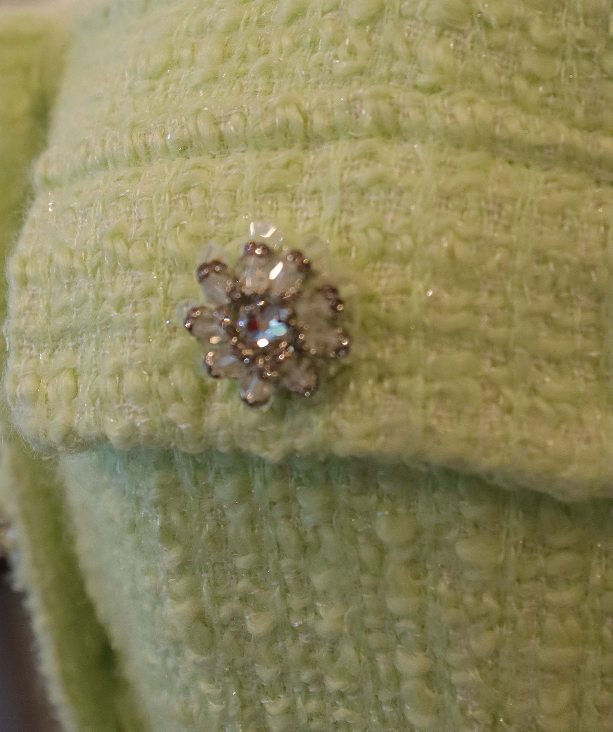 Luxury Promise Self-Portrait Lime Boucle Chiffon Midi Dress , size 10 UK DXBCS0747