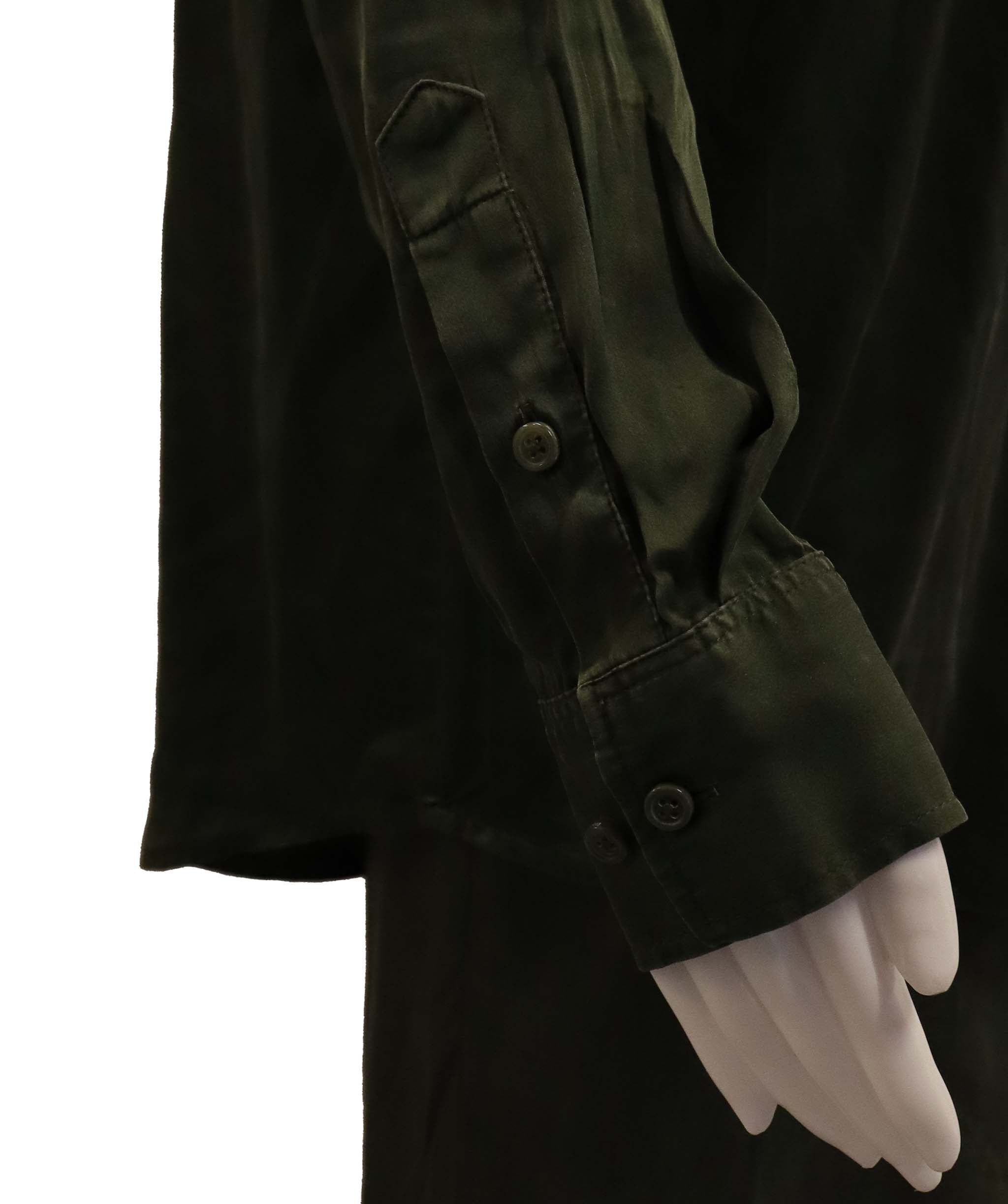 Luxury Promise Silk Laundry Moss Green Skirt & Long-Sleeve Ensemble in small size DXBCS0740