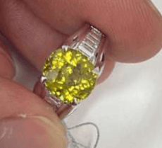 Luxury Promise Sphene and Diamond Ring with Tapered Baguettes in PT900 / 8.5g, S2.52ct, D0.46ct 053952 JJC0251