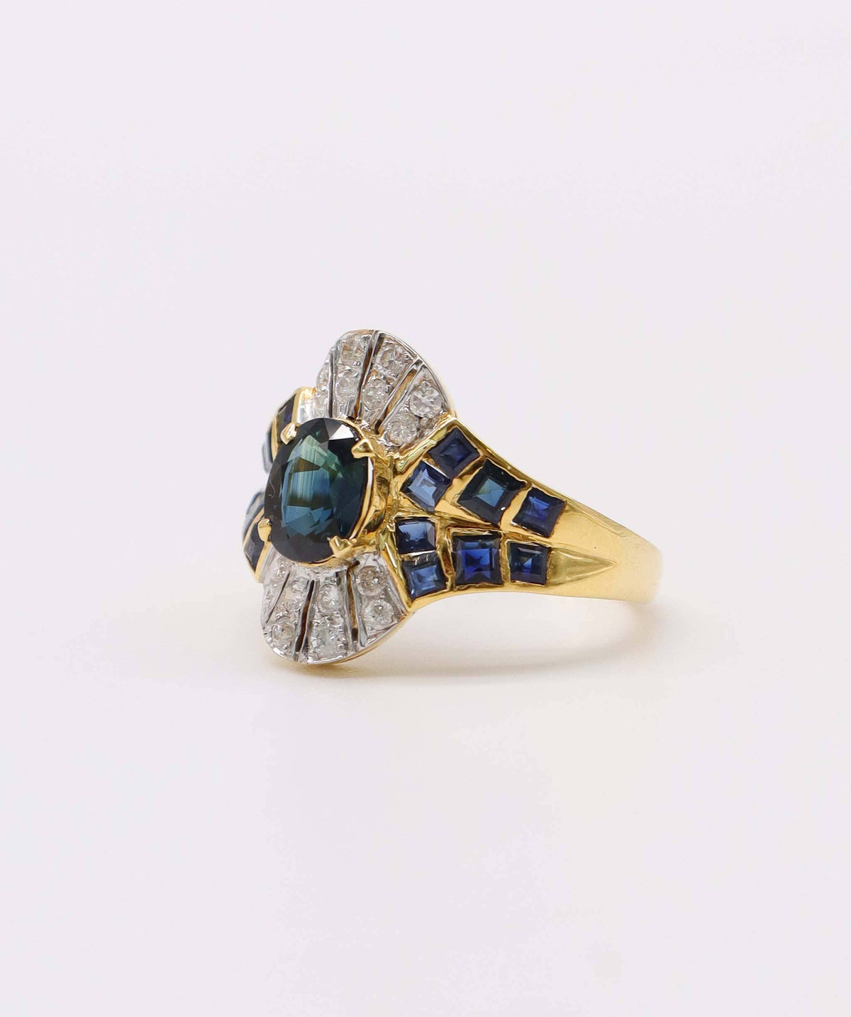 Luxury Promise Spinel and Diamond Ring with black enamel in 14k AVNC006