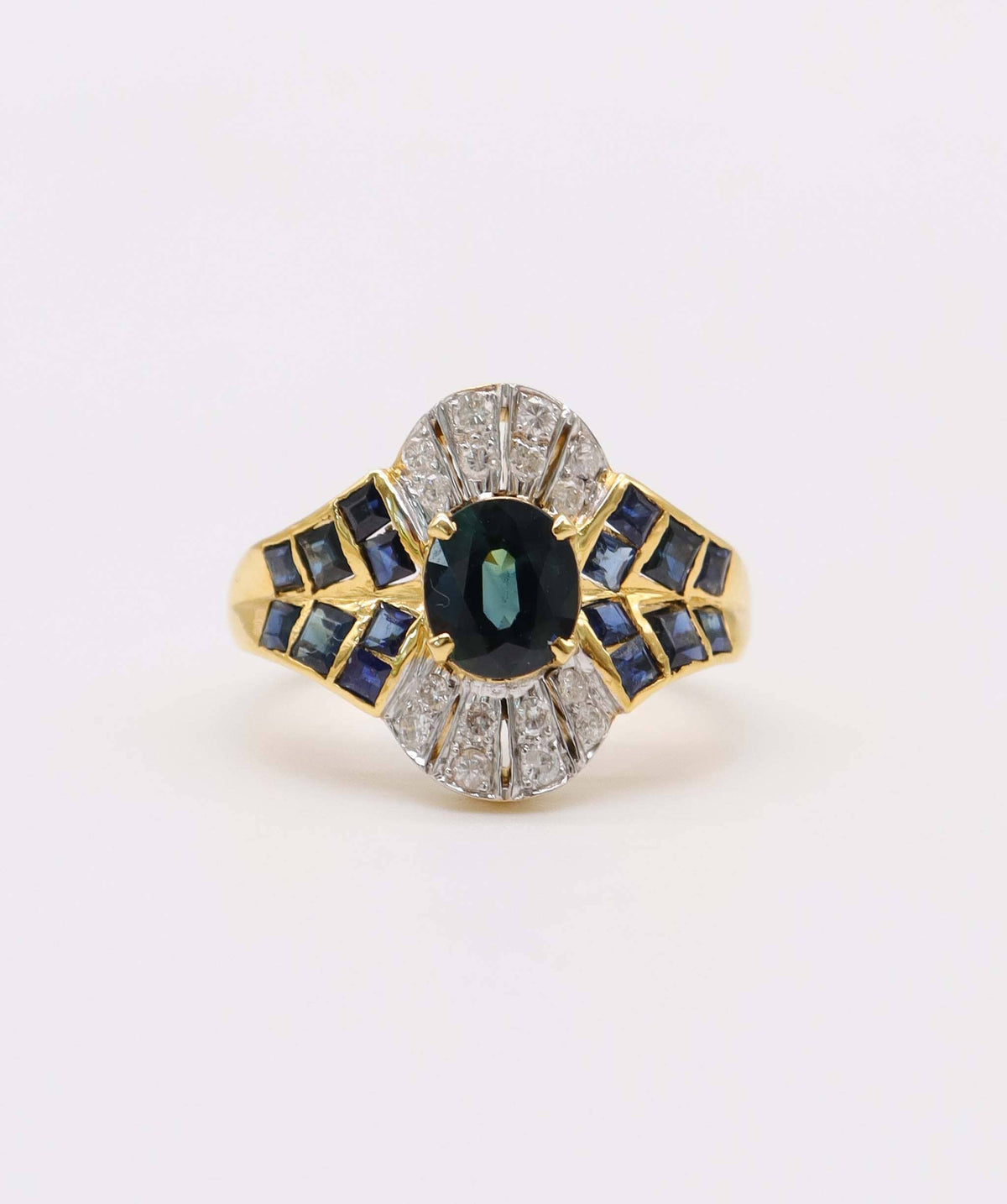 Luxury Promise Spinel and Diamond Ring with black enamel in 14k AVNC006