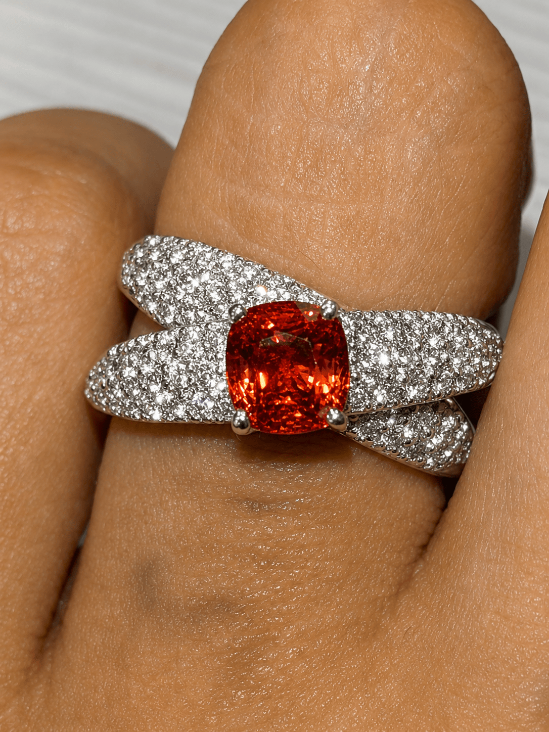 Luxury Promise Spinel Diamond Ring in Pt900 / S1.25 / D0.78ct 004 JJC0908