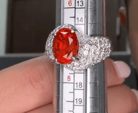 Luxury Promise Sri Lanka H Orange Sapphire in PT900 / O.S.5.987ct, D1.35ct CX8564 JJC0321
