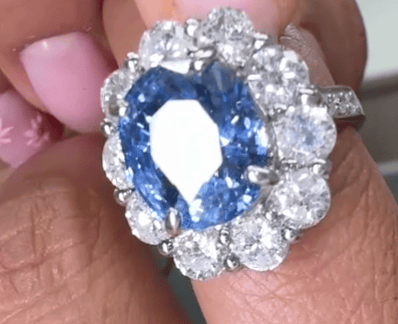 Luxury Promise Sri Lanka Int. Cornflower Blue Sapphire Diamond Ring / S10.565ct / D3.49ct / 6.5US 2200 JJC1037