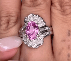 Luxury Promise Sri Lanka Purple Pink Sapphire Ring in Pt900/ PS 2.599ct, D0.56ct JM2261 JJC0318