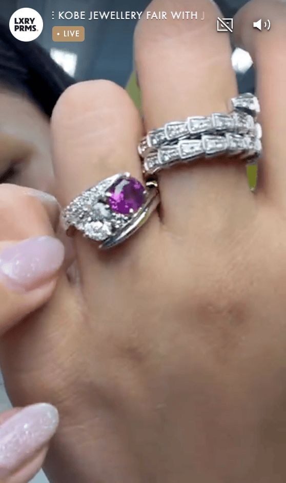 Luxury Promise Sri Lanka Purple Sapphire Diamond Ring in Pt900 / PPS1.8ct / D0.89ct / D0.579ct 4140 JJC0860