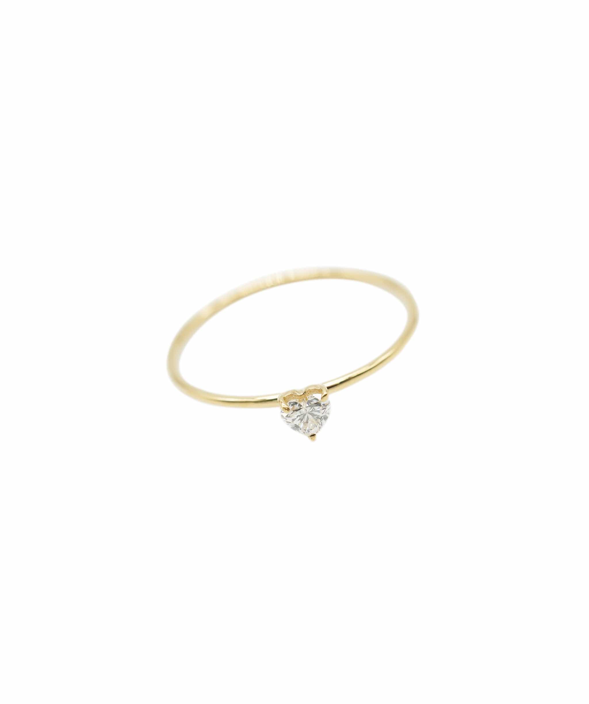 Luxury Promise Stackable Diamond Dot Ring (Heart) size 53 18k Yellow Gold ASL10143