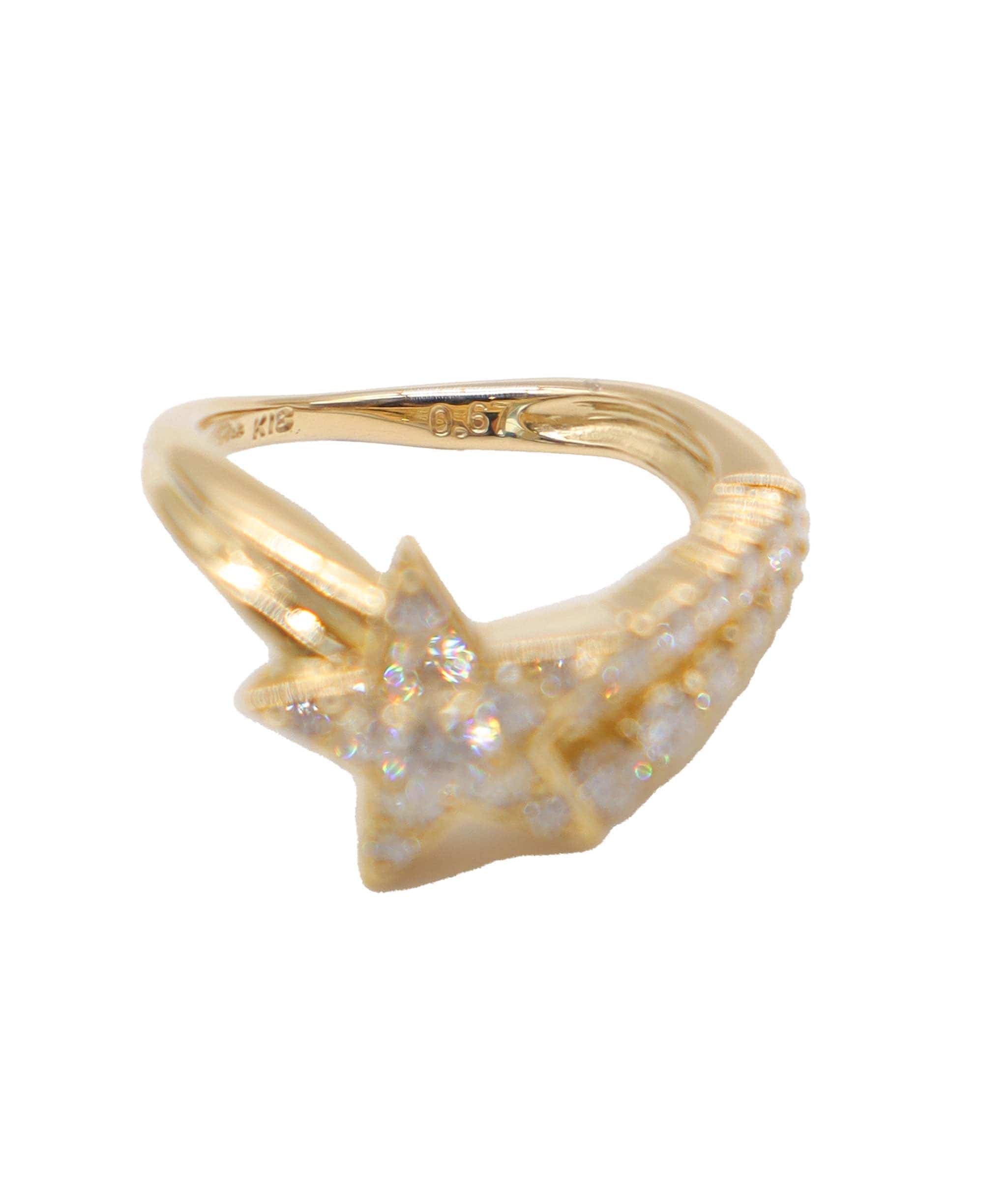 Luxury Promise Star Jewelry Size 7 Ring Diamond 0.67ct K18 YG Yellow Gold 750 Ring Star Diamond Ring Star Jewelry  DXBS4030