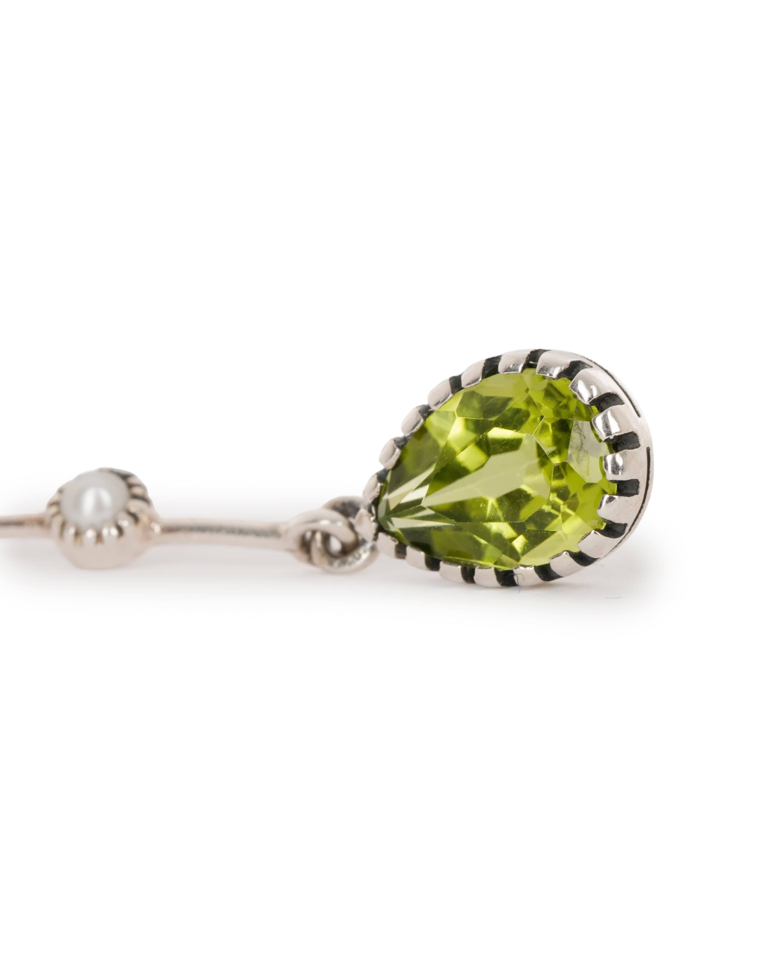 Luxury Promise sterling silver peridot seed pearl earrings  ALTC0511