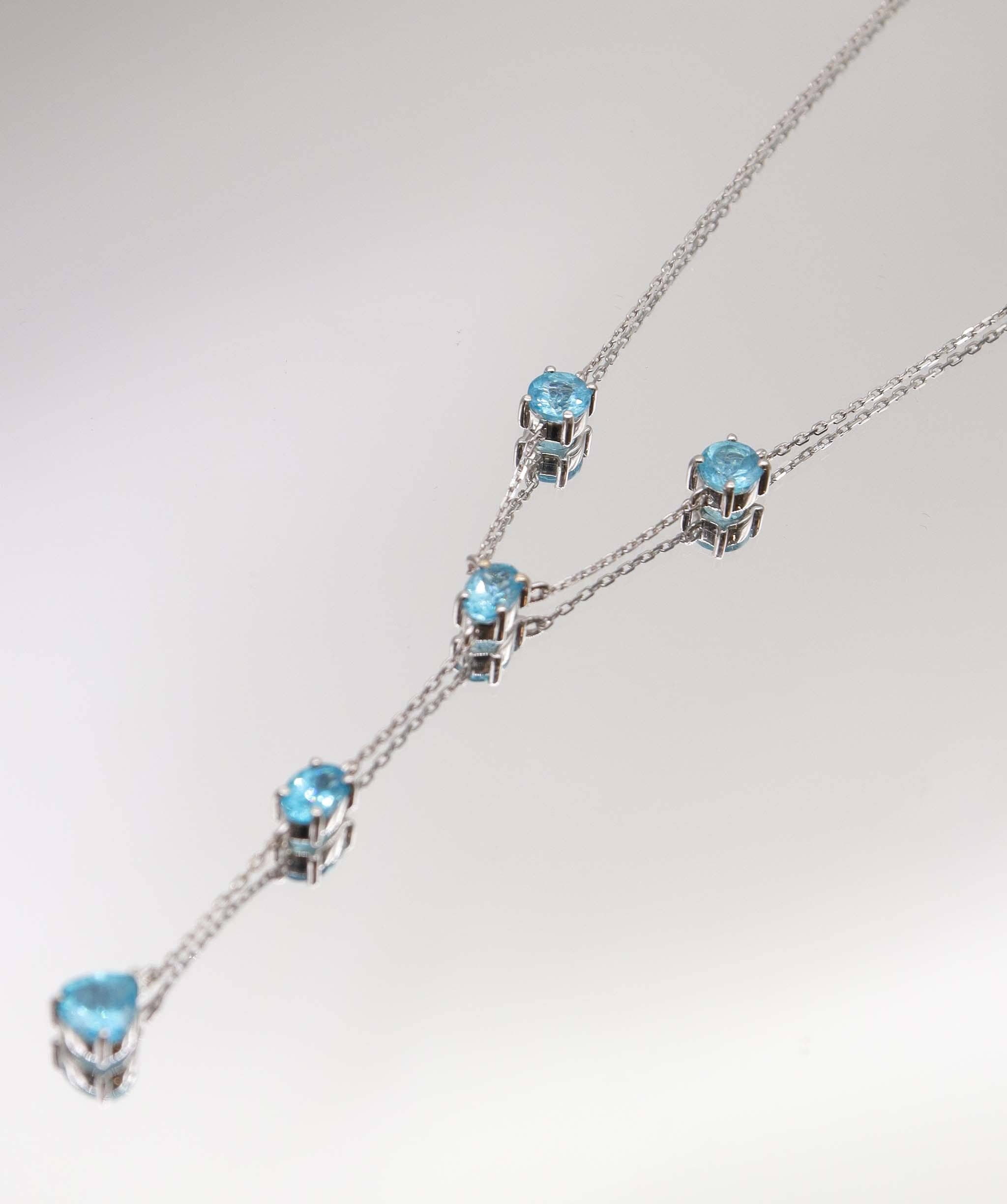 Luxury Promise The effortless slim line 3.28carat  Apatite Lariat WG Necklace DXBS5640