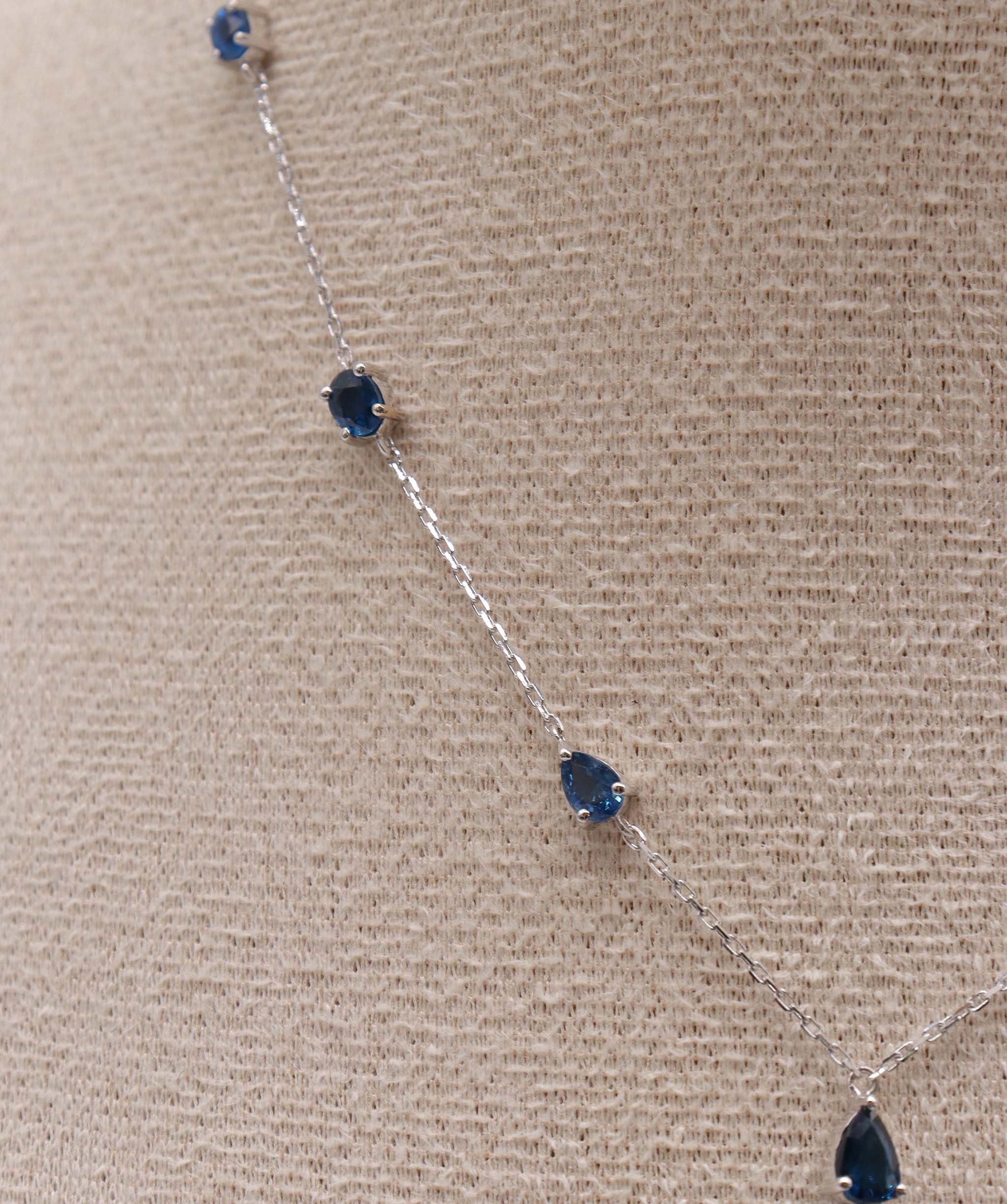 Luxury Promise The electric muse 2.03ct cobalt blue spinel Oval/Pear Lariat WG Necklace DXBS5629