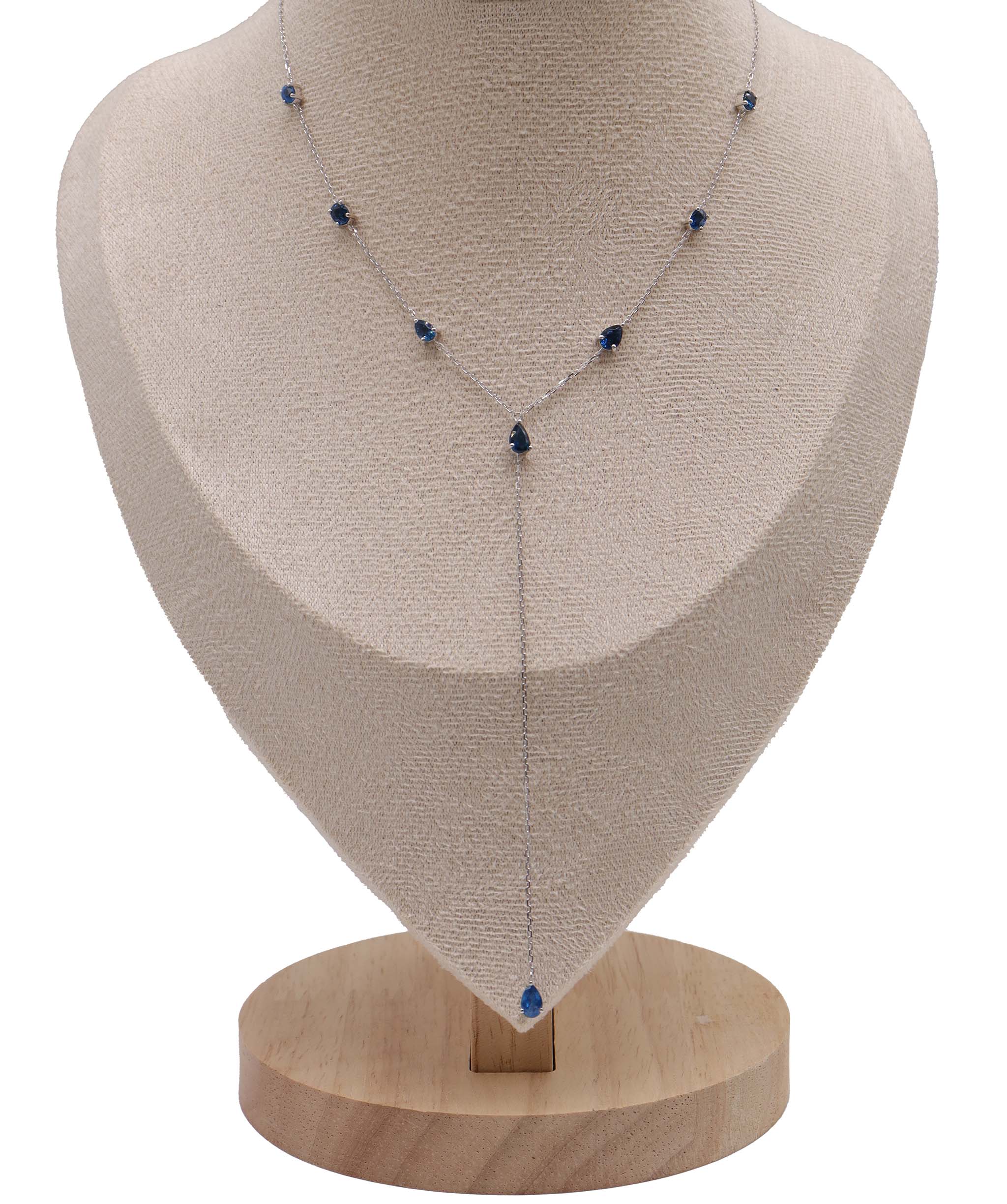 Luxury Promise The electric muse 2.03ct cobalt blue spinel Oval/Pear Lariat WG Necklace DXBS5629