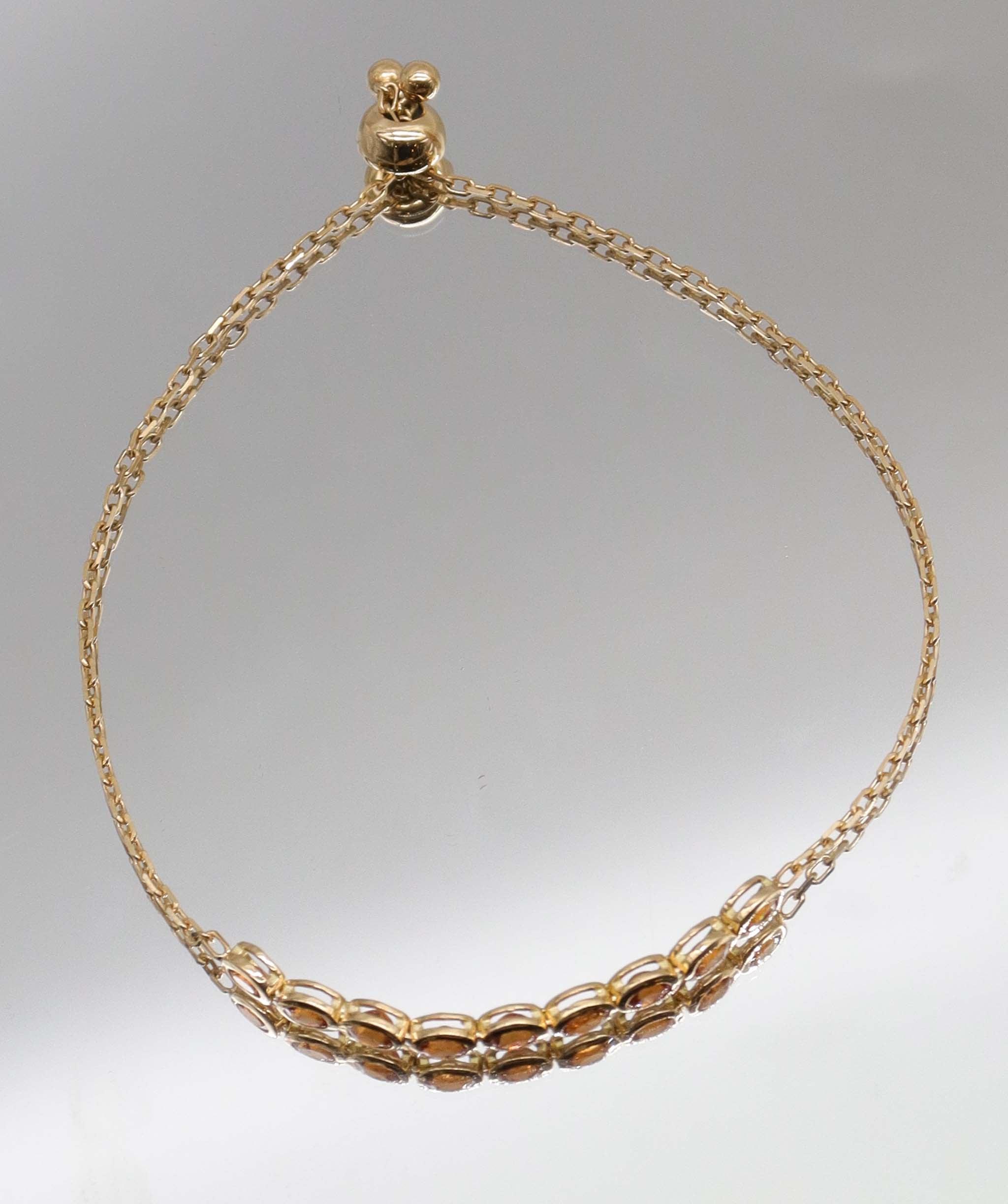 Luxury Promise The mandarin flame 2.35ct Spessartite Melee Tennis YG style bracelet DXBS5617