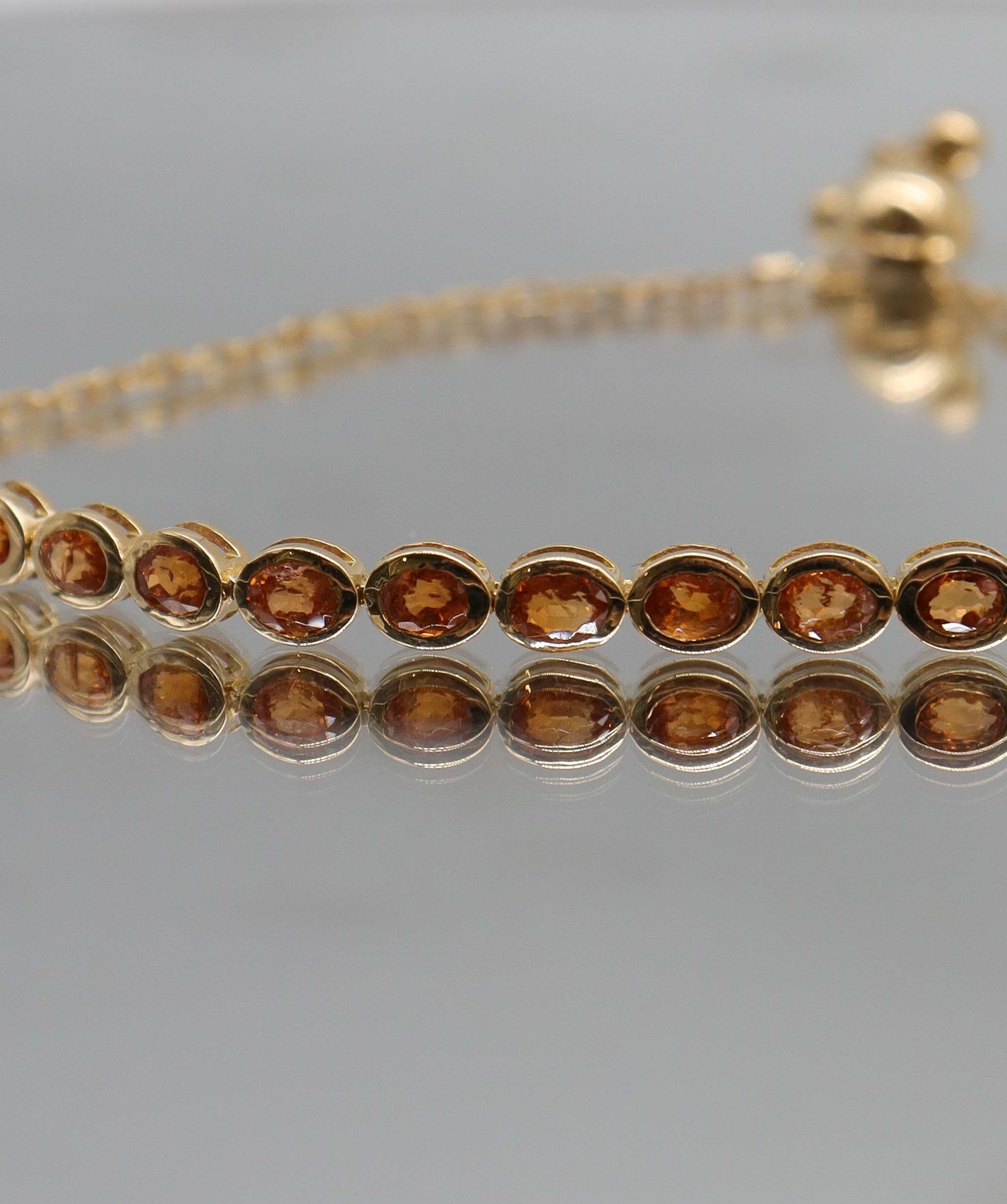 Luxury Promise The mandarin flame 2.35ct Spessartite Melee Tennis YG style bracelet DXBS5617