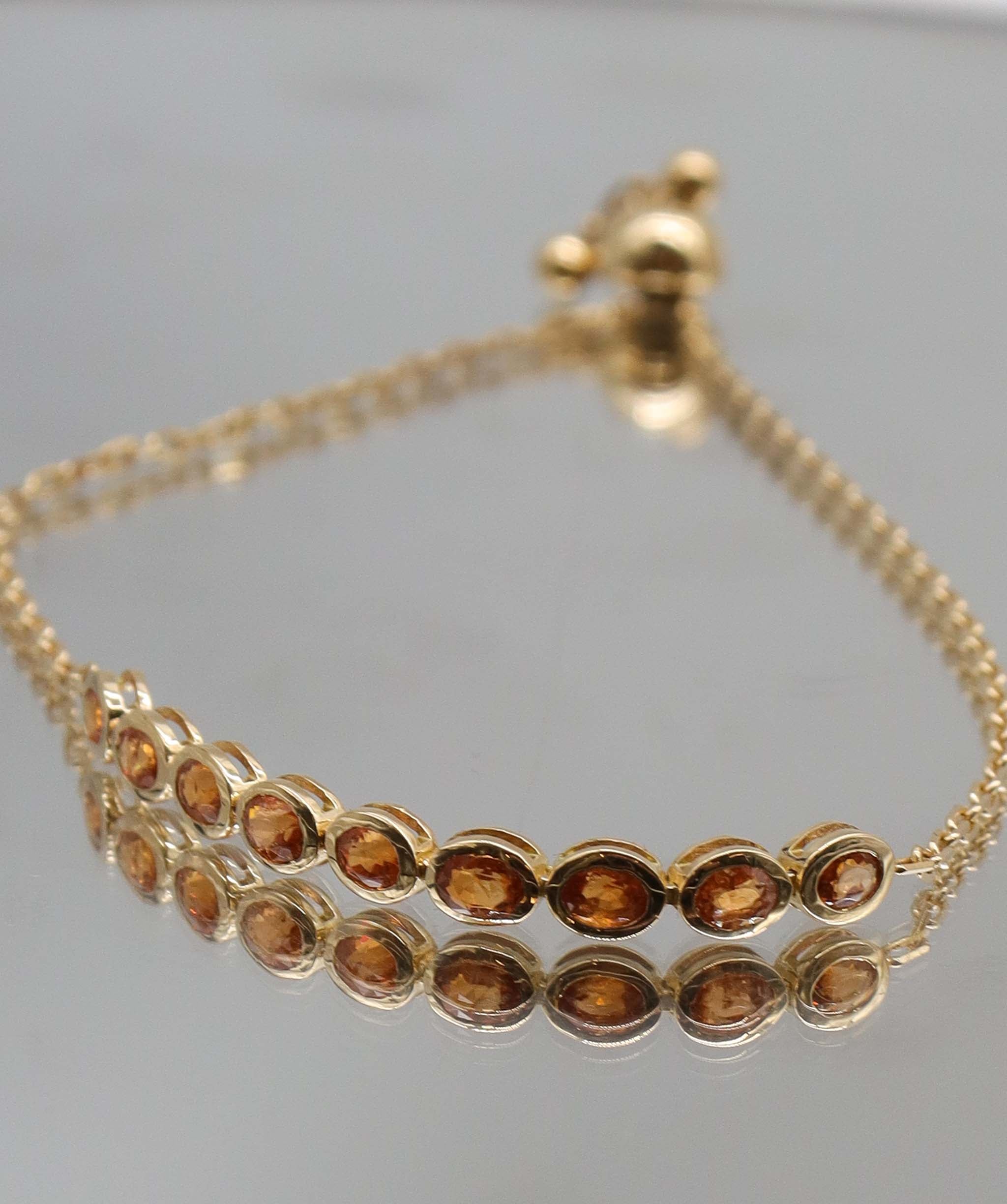 Luxury Promise The mandarin flame 2.35ct Spessartite Melee Tennis YG style bracelet DXBS5617