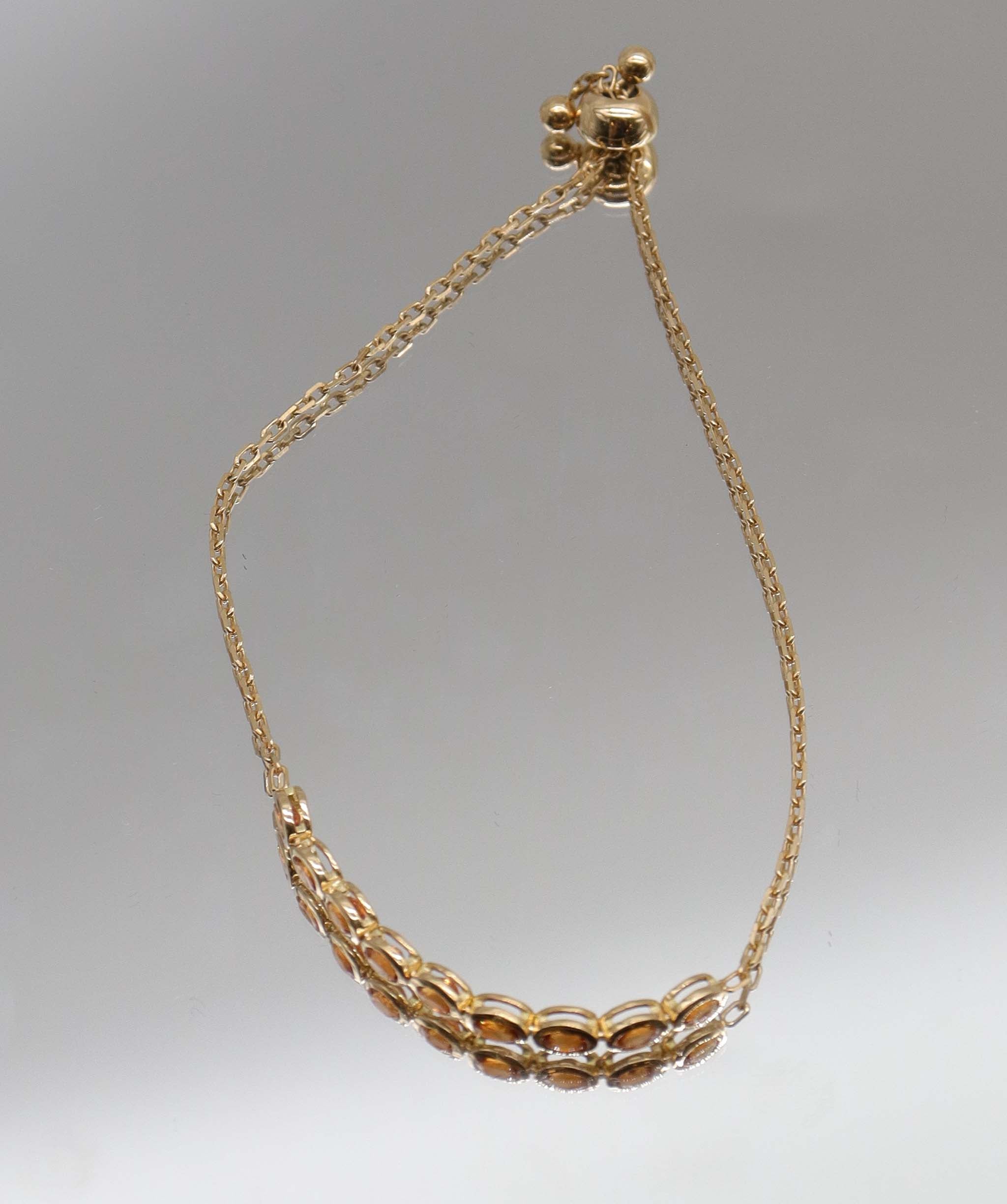 Luxury Promise The mandarin flame 2.35ct Spessartite Melee Tennis YG style bracelet DXBS5617