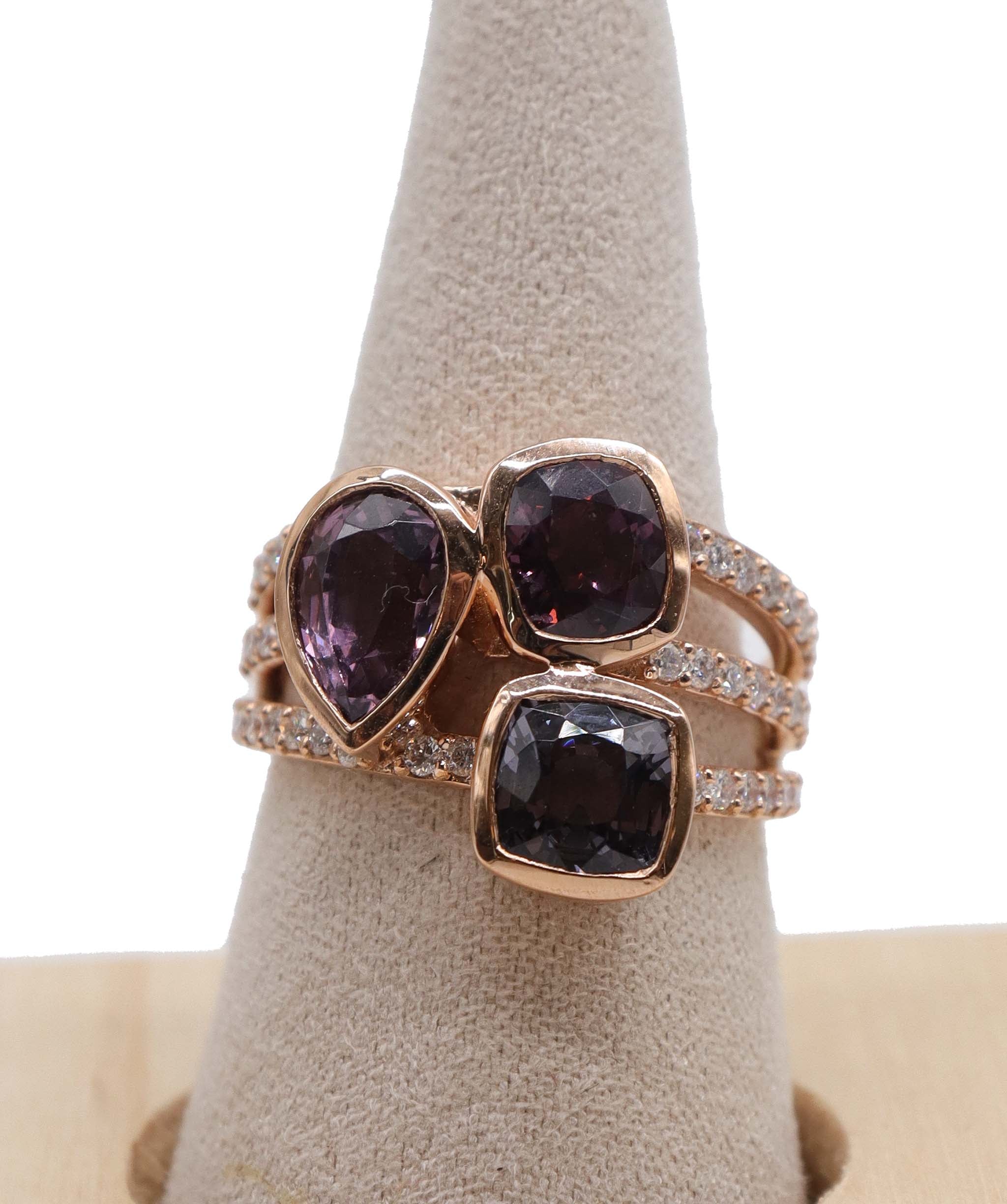 Luxury Promise The royal 4.28 Spinel Triple Stack Ring, Rose Gold Size US 8 DXBS5616