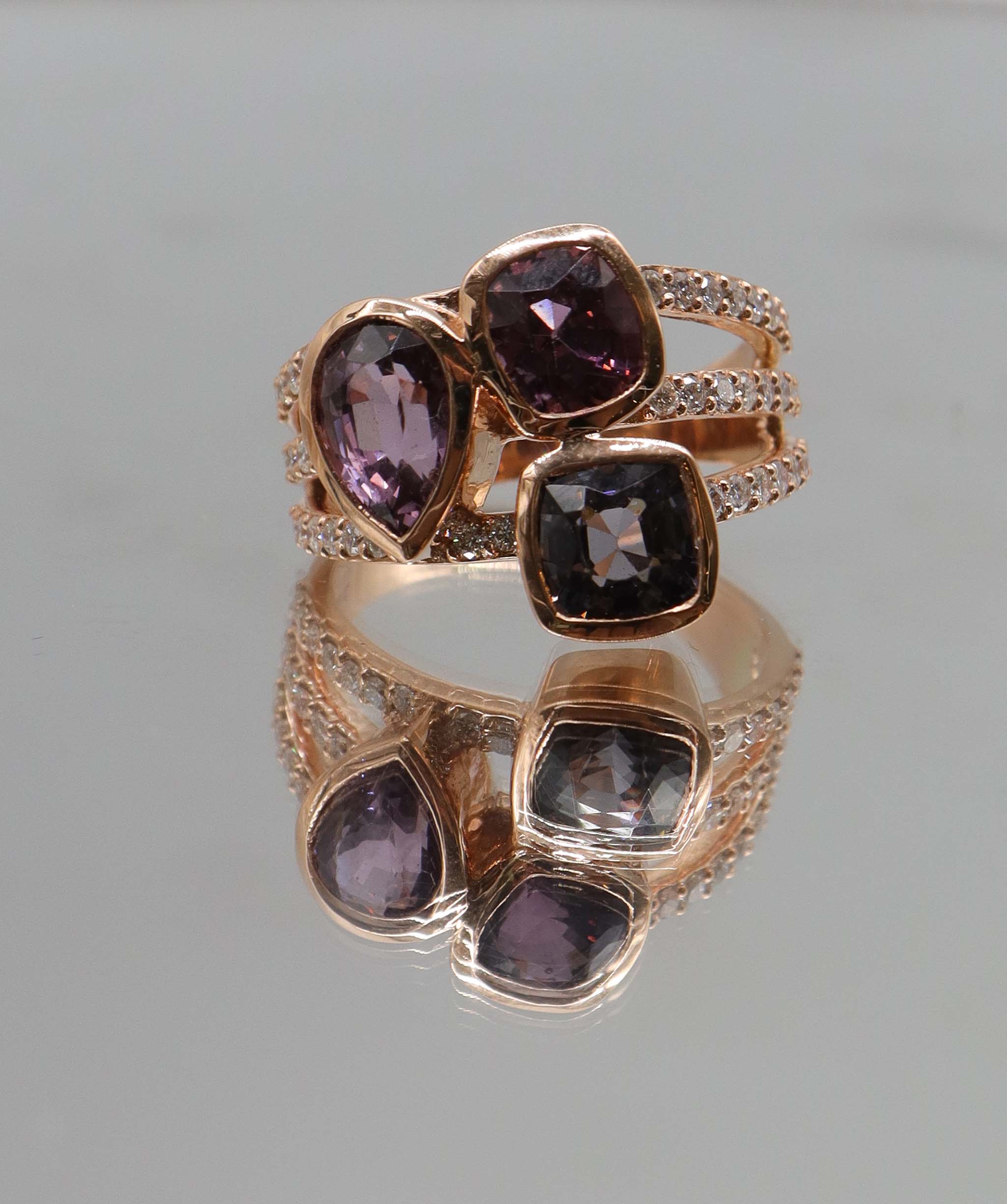 Luxury Promise The royal 4.28 Spinel Triple Stack Ring, Rose Gold Size US 8 DXBS5616