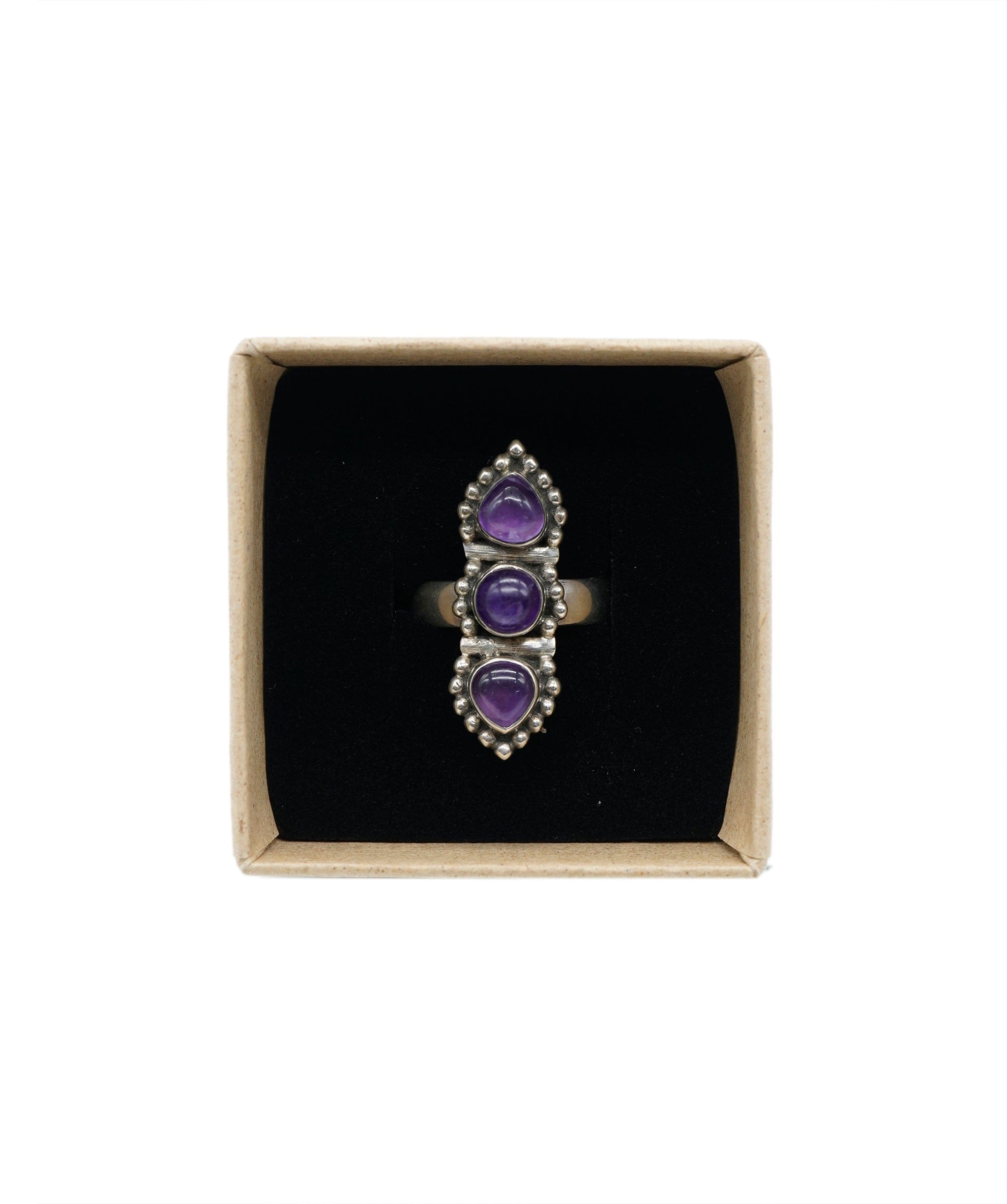 Luxury Promise Three stone amethyst ring