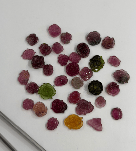 Luxury Promise Tourmaline Carving Flower - 3ct average size (price for 1 stone) DXBCS2761