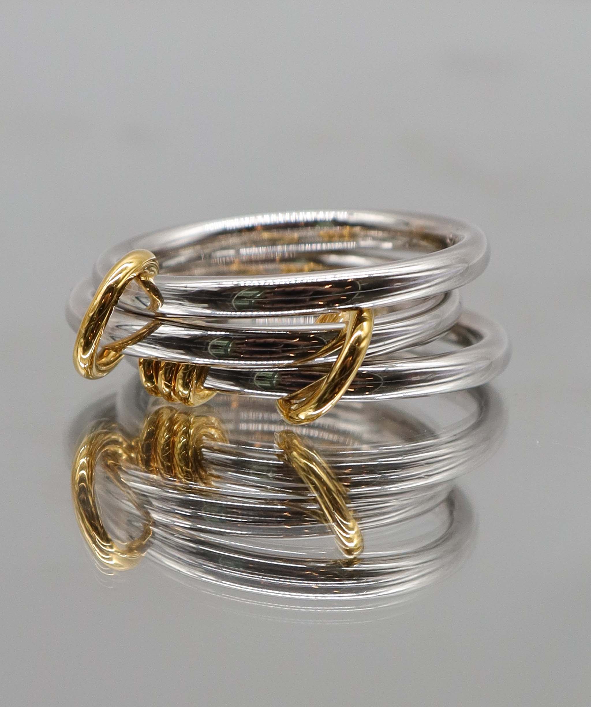 Luxury Promise Triple Sabrina Stack Multi-way Ring Silver & Gold US 6 DXBS5627