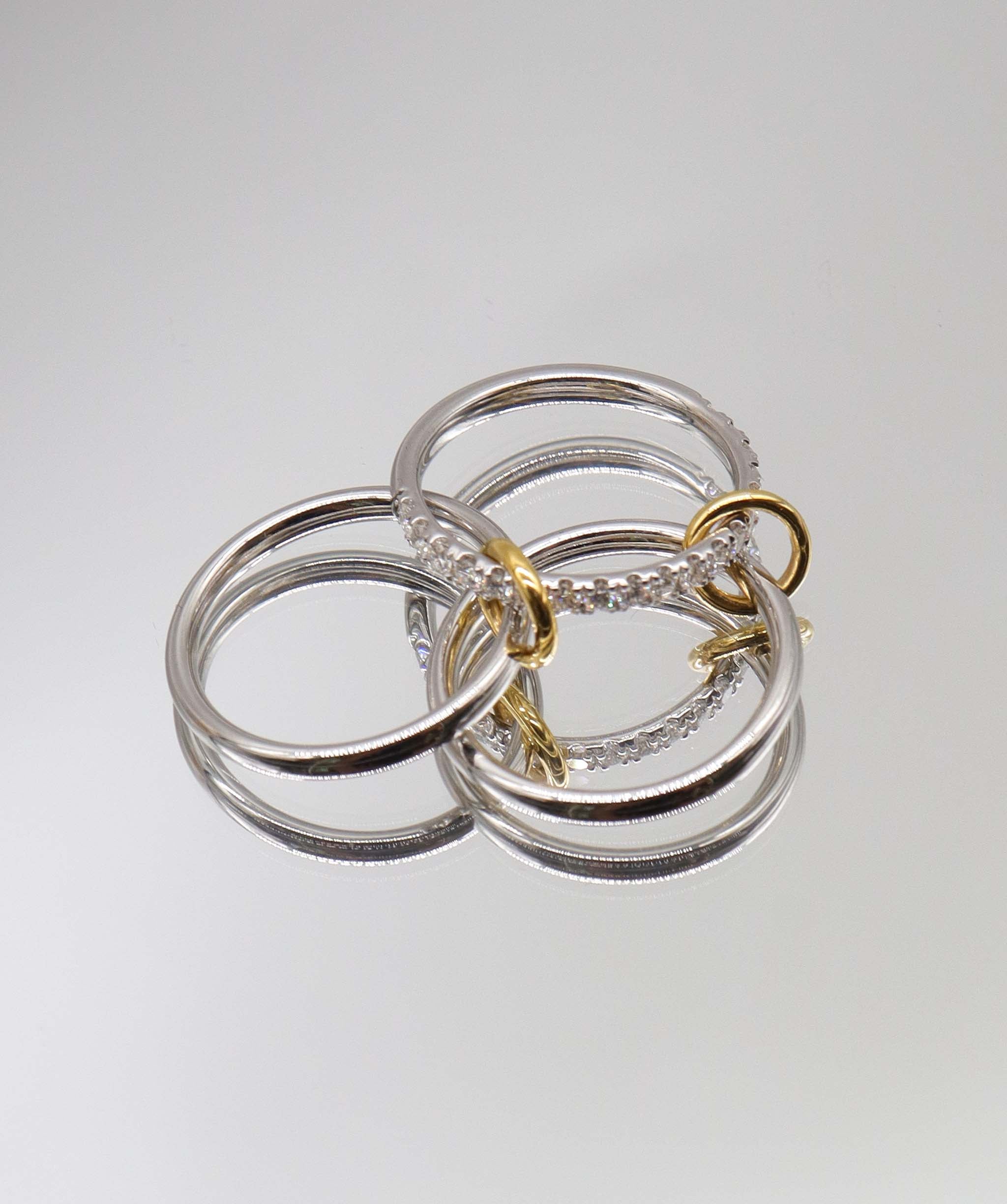 Luxury Promise Triple Stack Diamond Multi-way Ring Silver & Gold US 6 DXBS5628