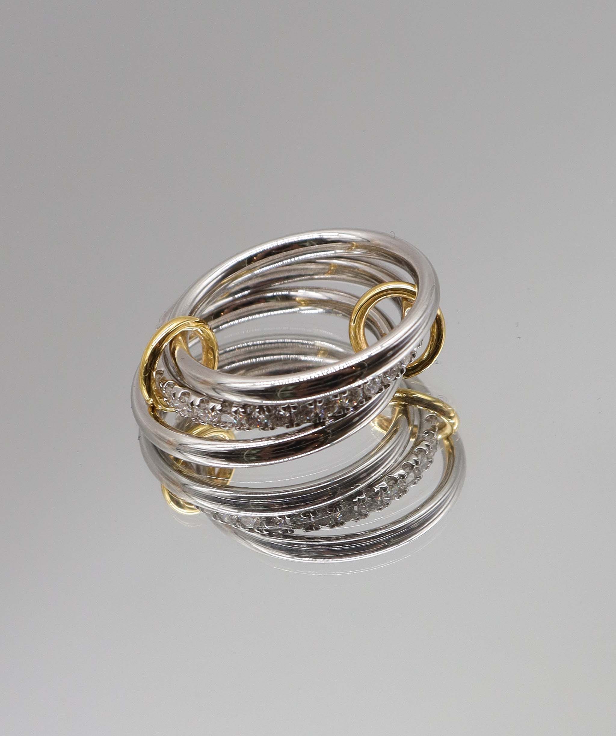 Luxury Promise Triple Stack Diamond Multi-way Ring Silver & Gold US 6 DXBS5628