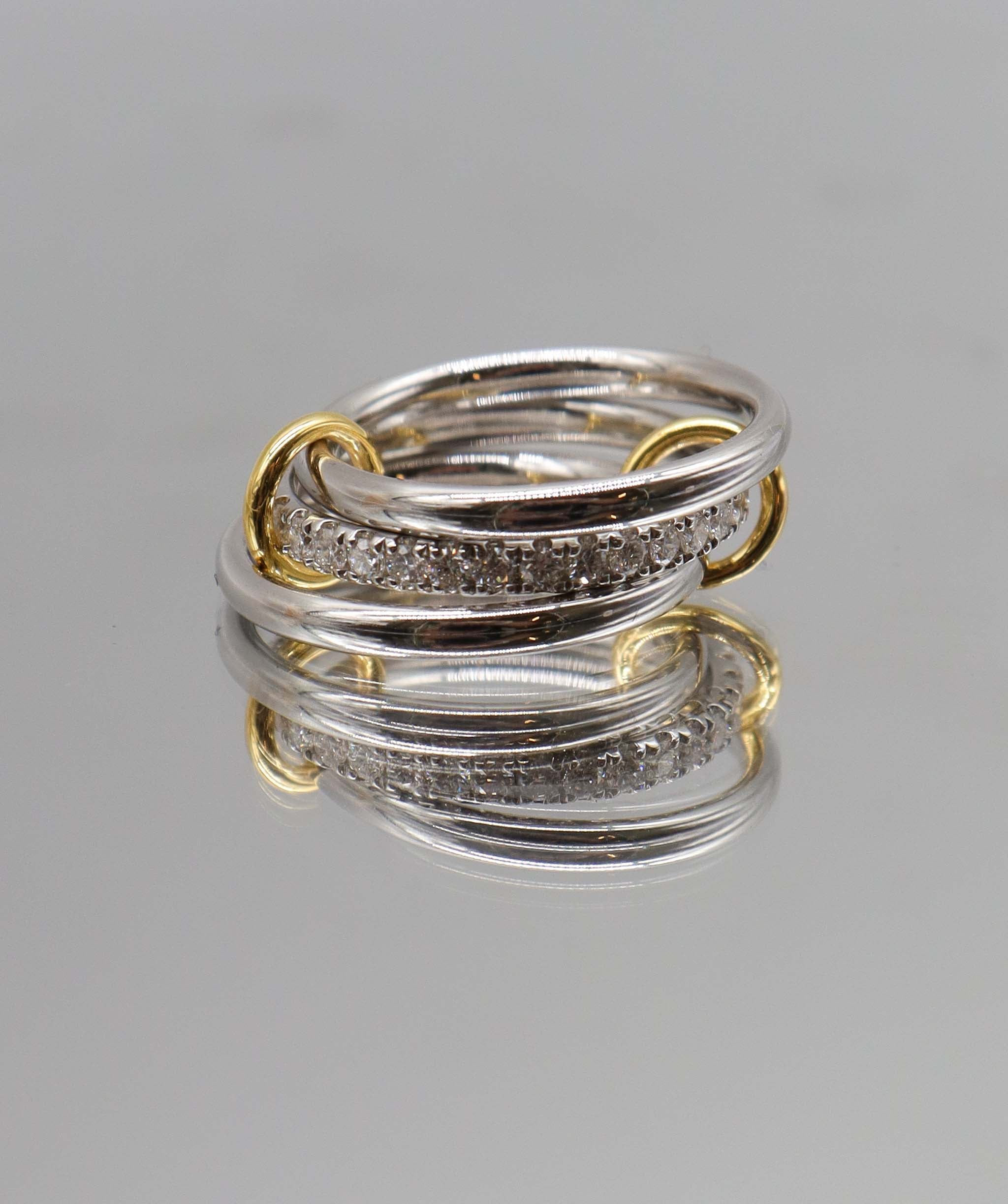 Luxury Promise Triple Stack Diamond Multi-way Ring Silver & Gold US 6 DXBS5628