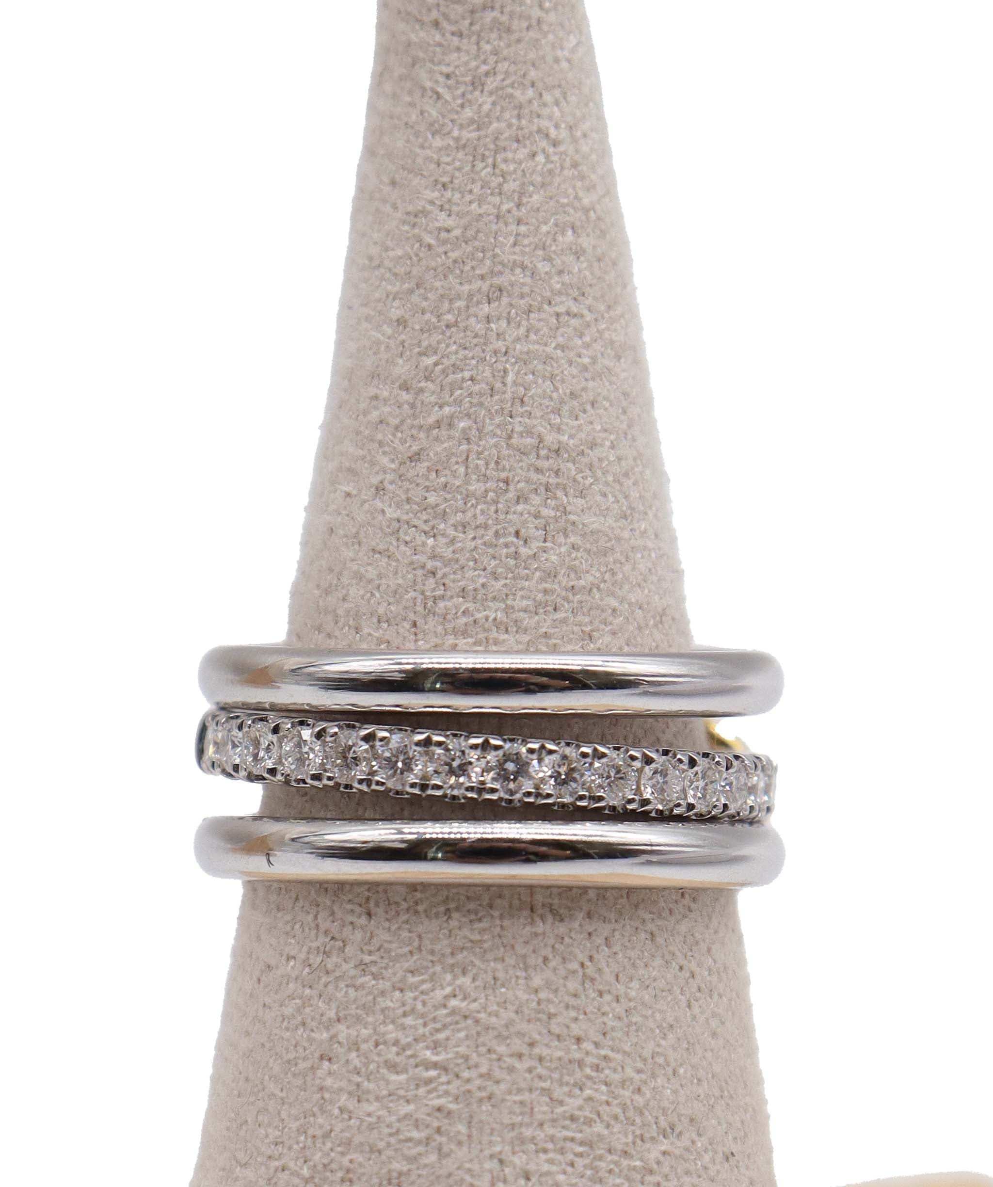 Luxury Promise Triple Stack Diamond Multi-way Ring Silver & Gold US 6 DXBS5628