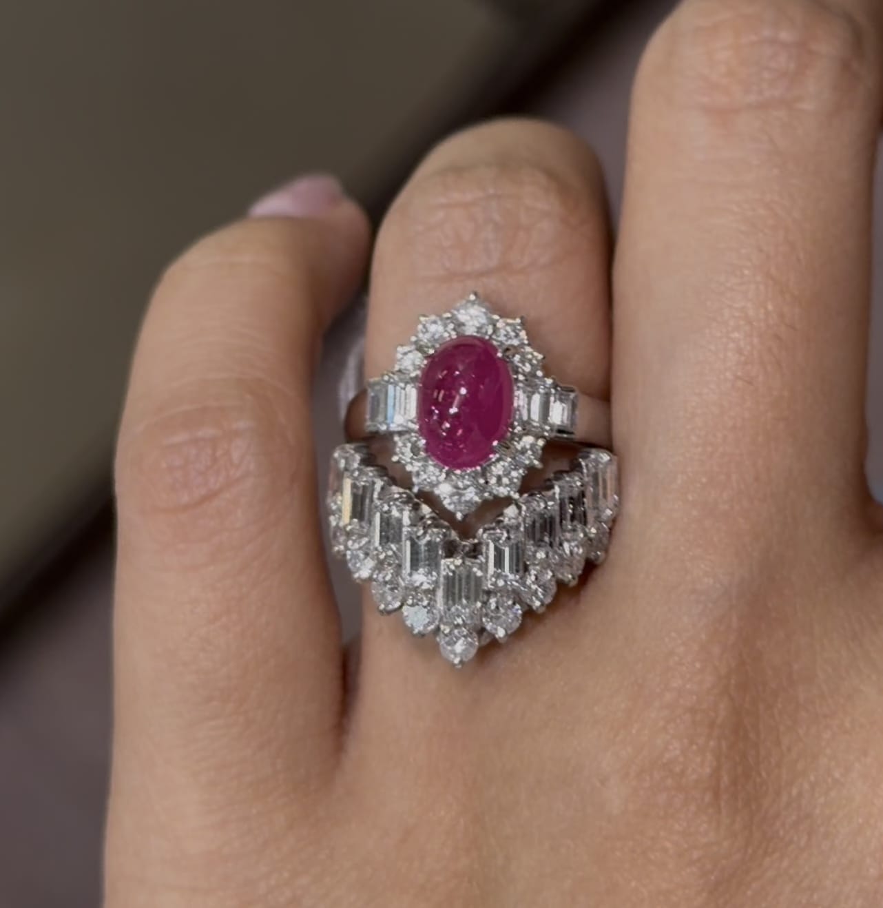 Luxury Promise V shaped Diamond Ring in PT / D2.010ct 810G JJC0892