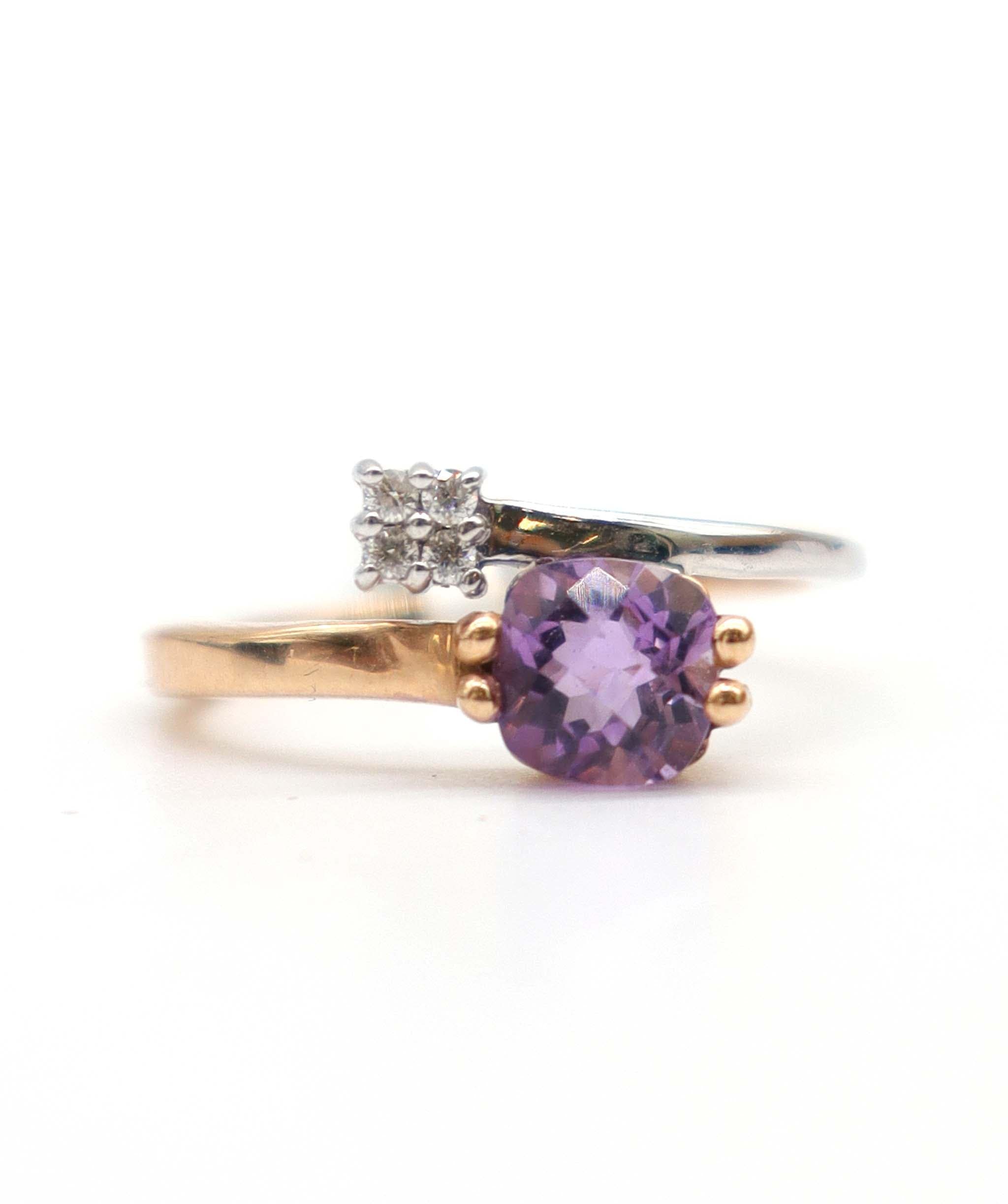 Luxury Promise Vintage 18K WG/YG Ring Amethyst DXBS3912