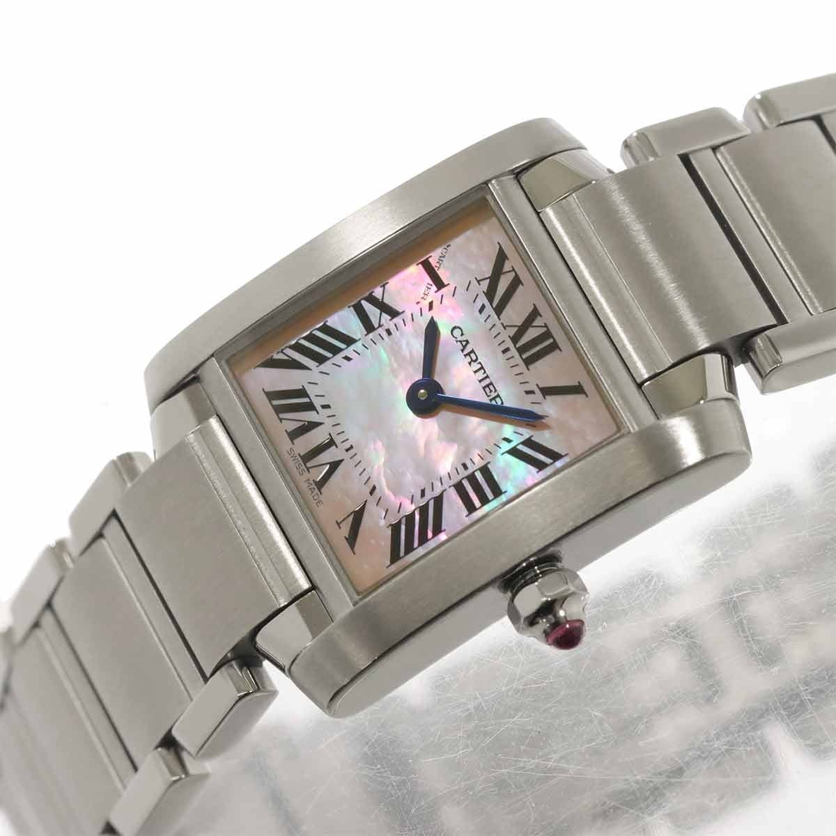 LUXURY PROMISE Cartier Tank Francaise SM W51028Q3 Quartz Pink Shell Dial Ladies 90315171