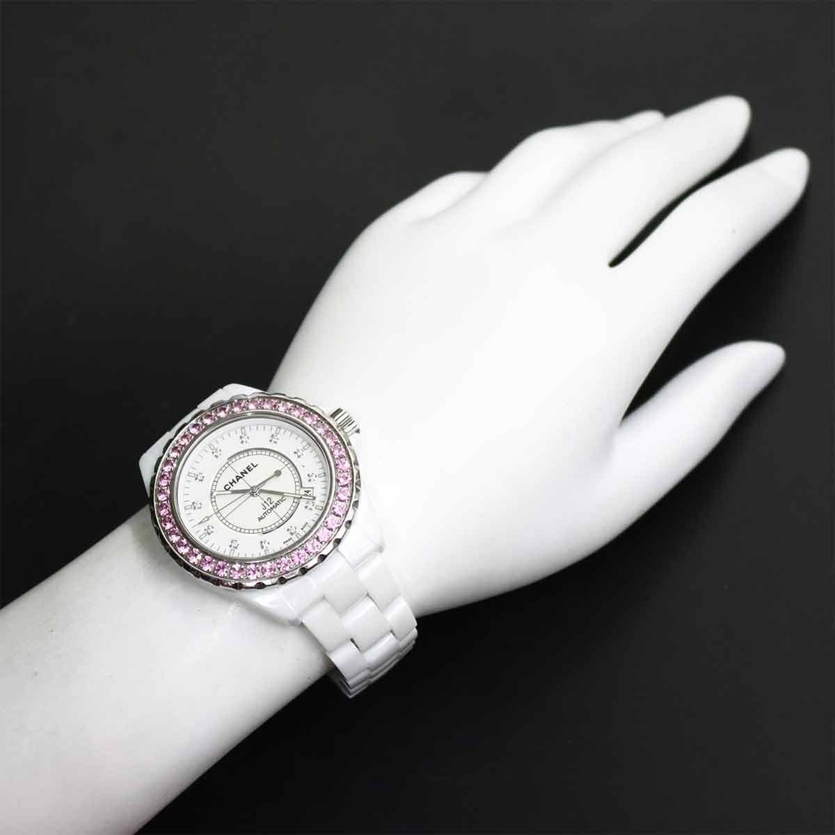 LUXURY PROMISE CHANEL J12 42mm H2011 Automatic Date 12P Diamond Pink Sapphire 90327925