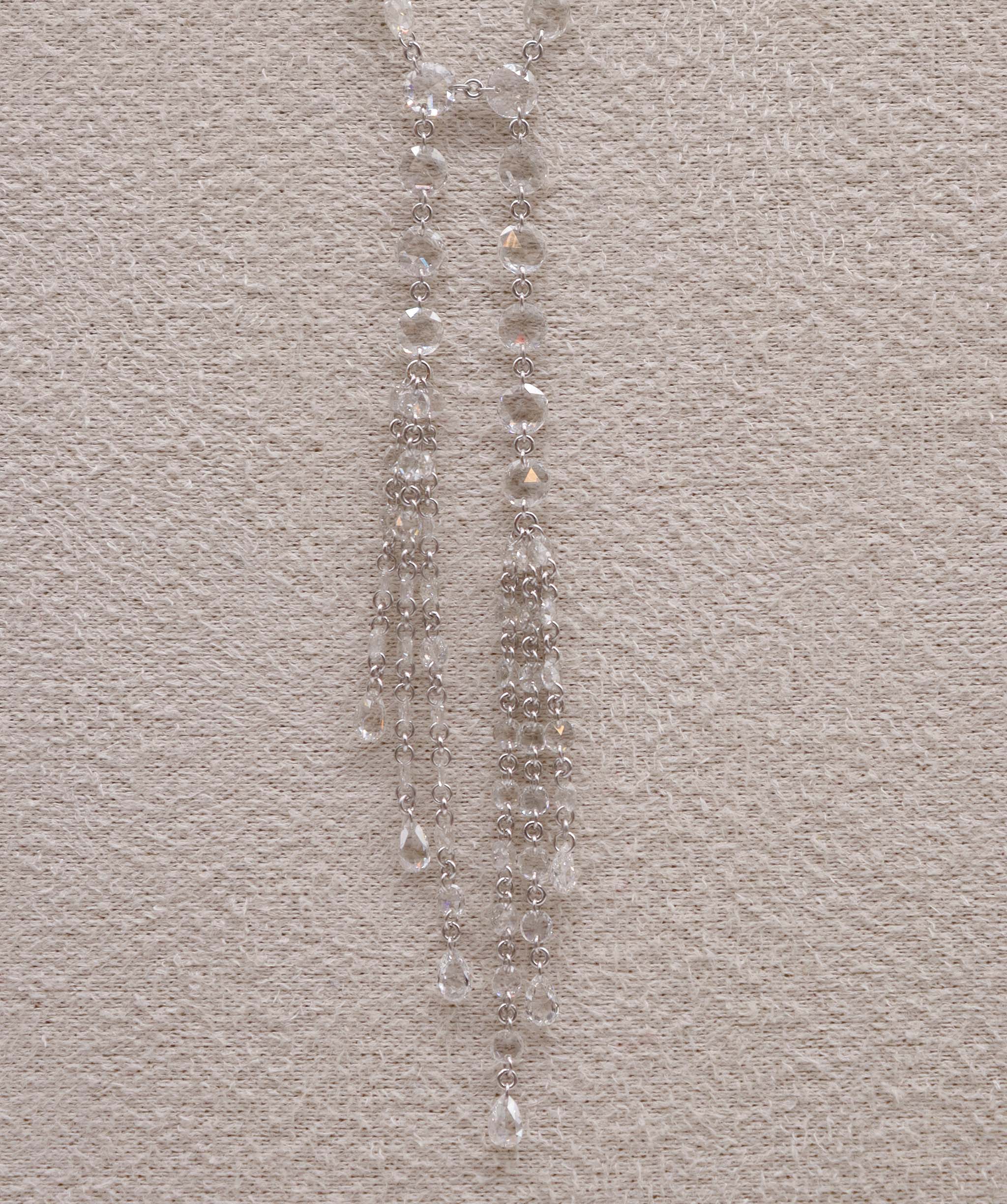 LUXURY PROMISE WHITE 3 DRILL ROSECUT NECKLACE TW: 9.01CT GOLD: 2.91G C12206