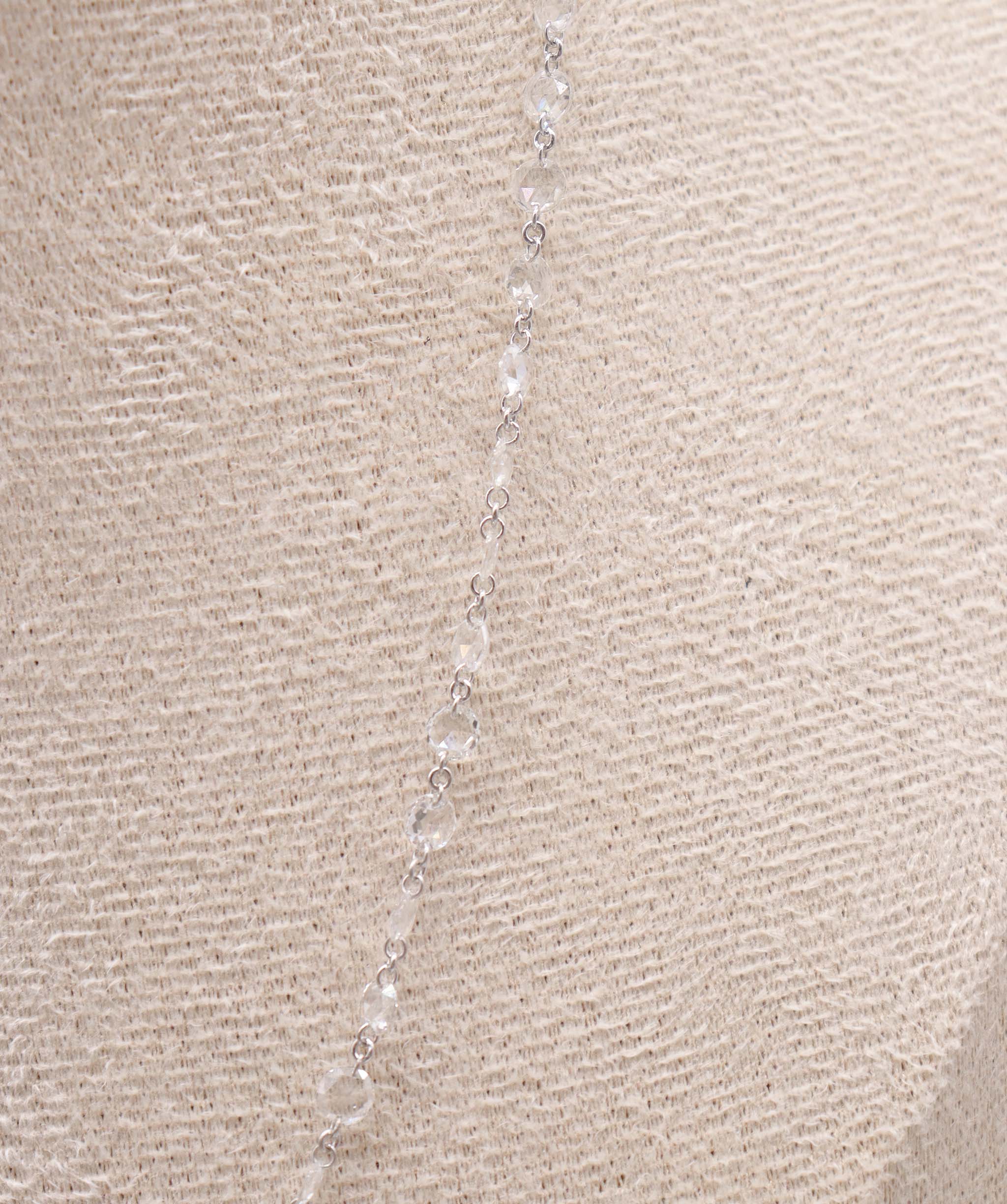 LUXURY PROMISE WHITE 3 DRILL ROSECUT NECKLACE TW: 9.01CT GOLD: 2.91G C12206