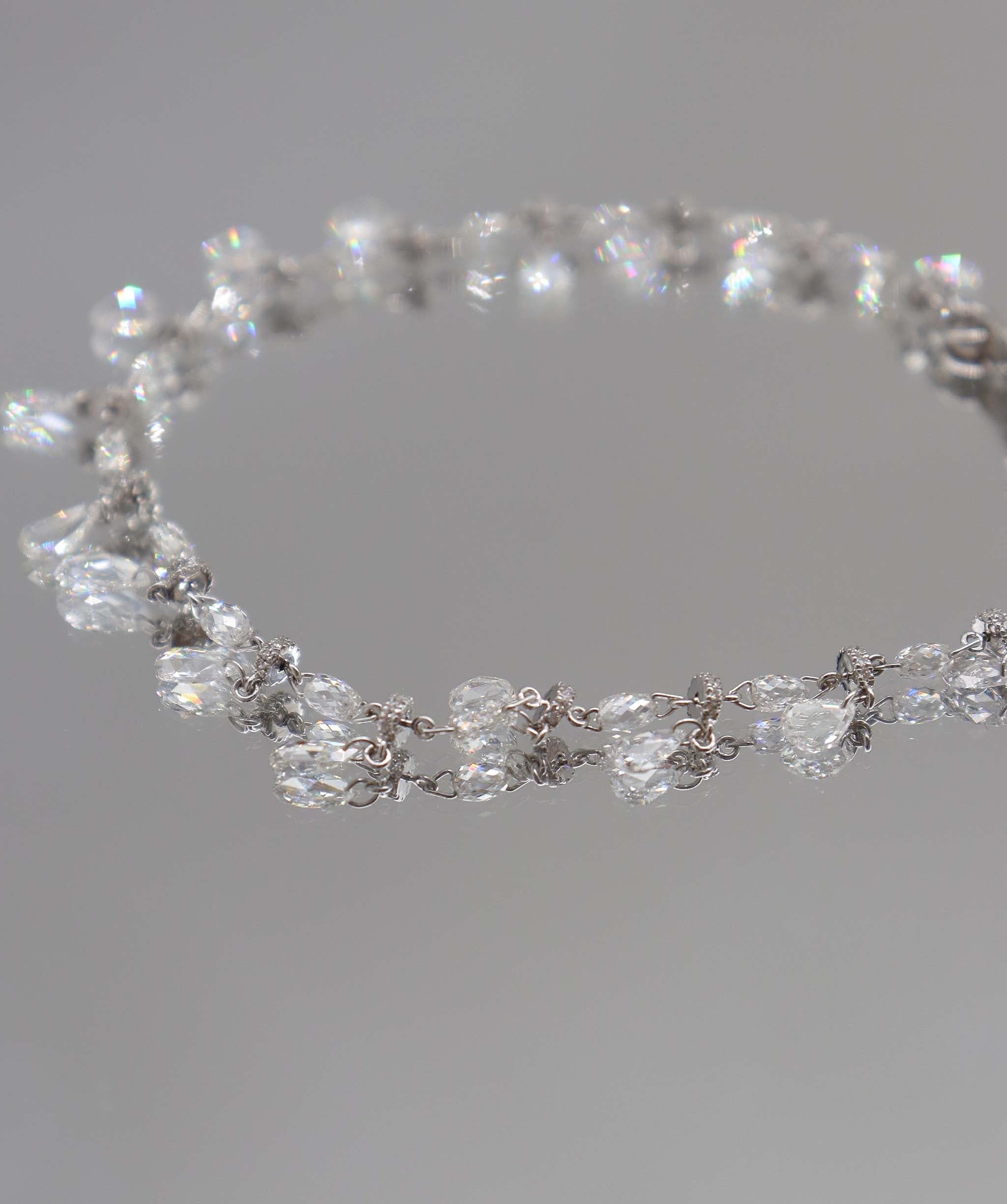 LUXURY PROMISE WHITE BRIOLETTE WHITE PEAR ROSECUT BRACELET TW:5.26CT GOLD:2.97G B3334