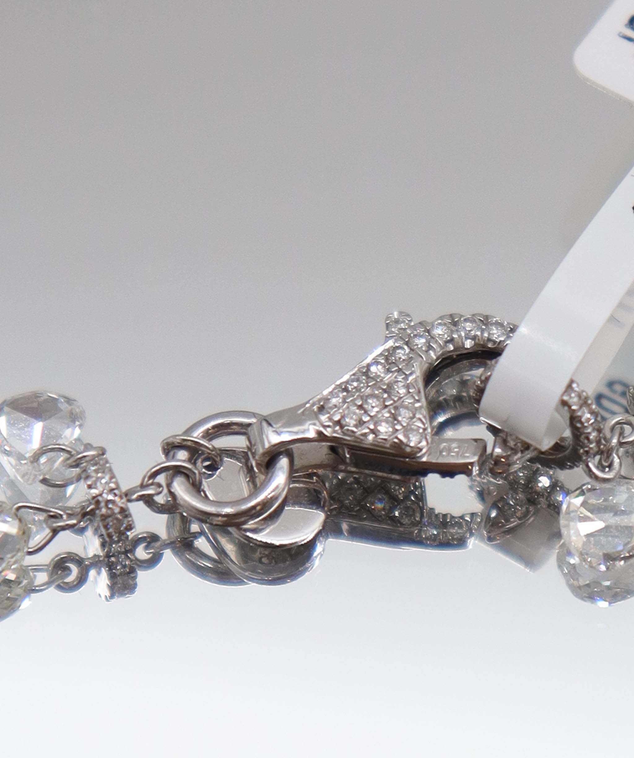 LUXURY PROMISE WHITE BRIOLETTE WHITE PEAR ROSECUT BRACELET TW:5.26CT GOLD:2.97G B3334