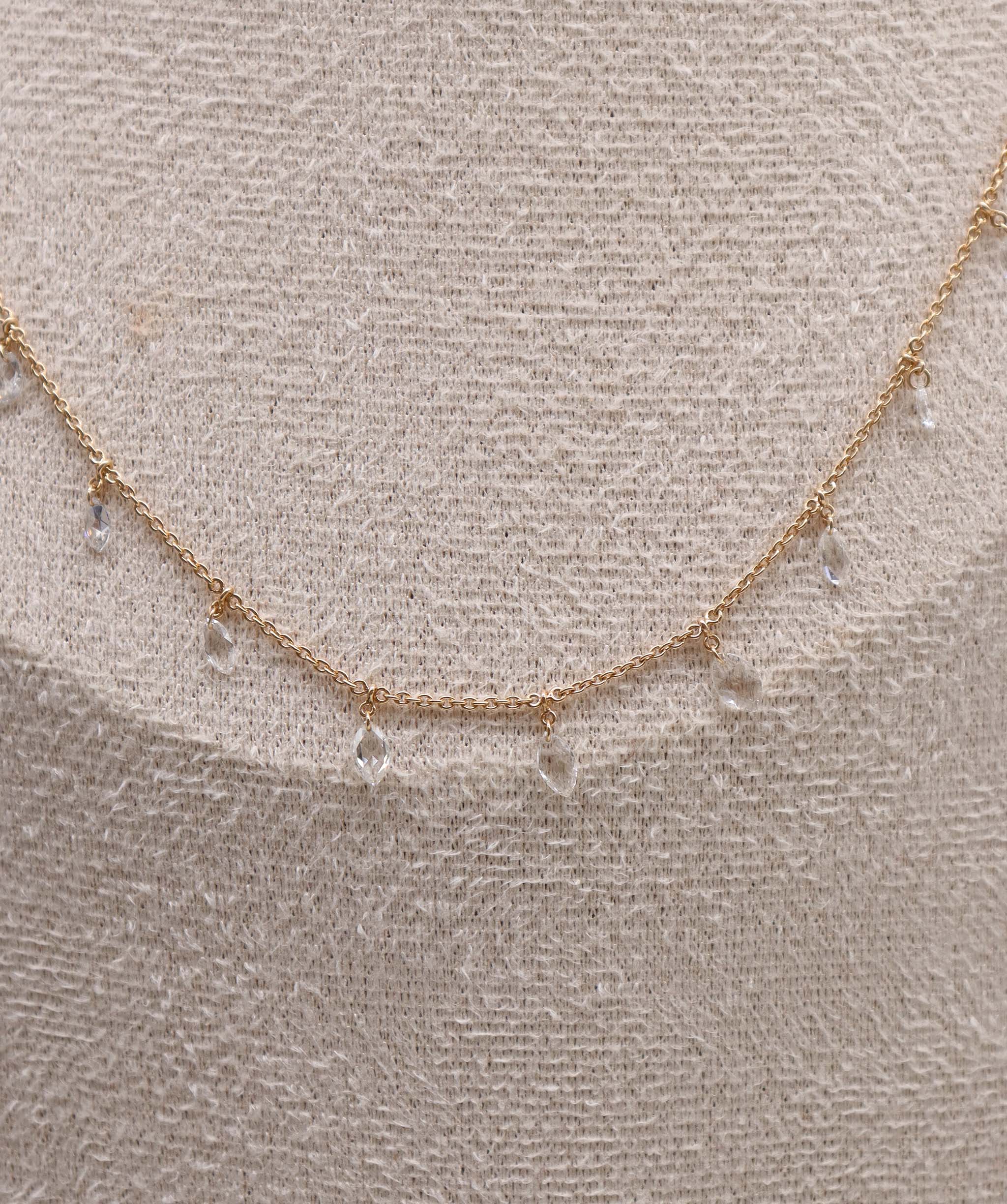 LUXURY PROMISE WHITE MARQUISE ROSECUT NECKLACE TW:1.46CT GOLD:2.67G C12351